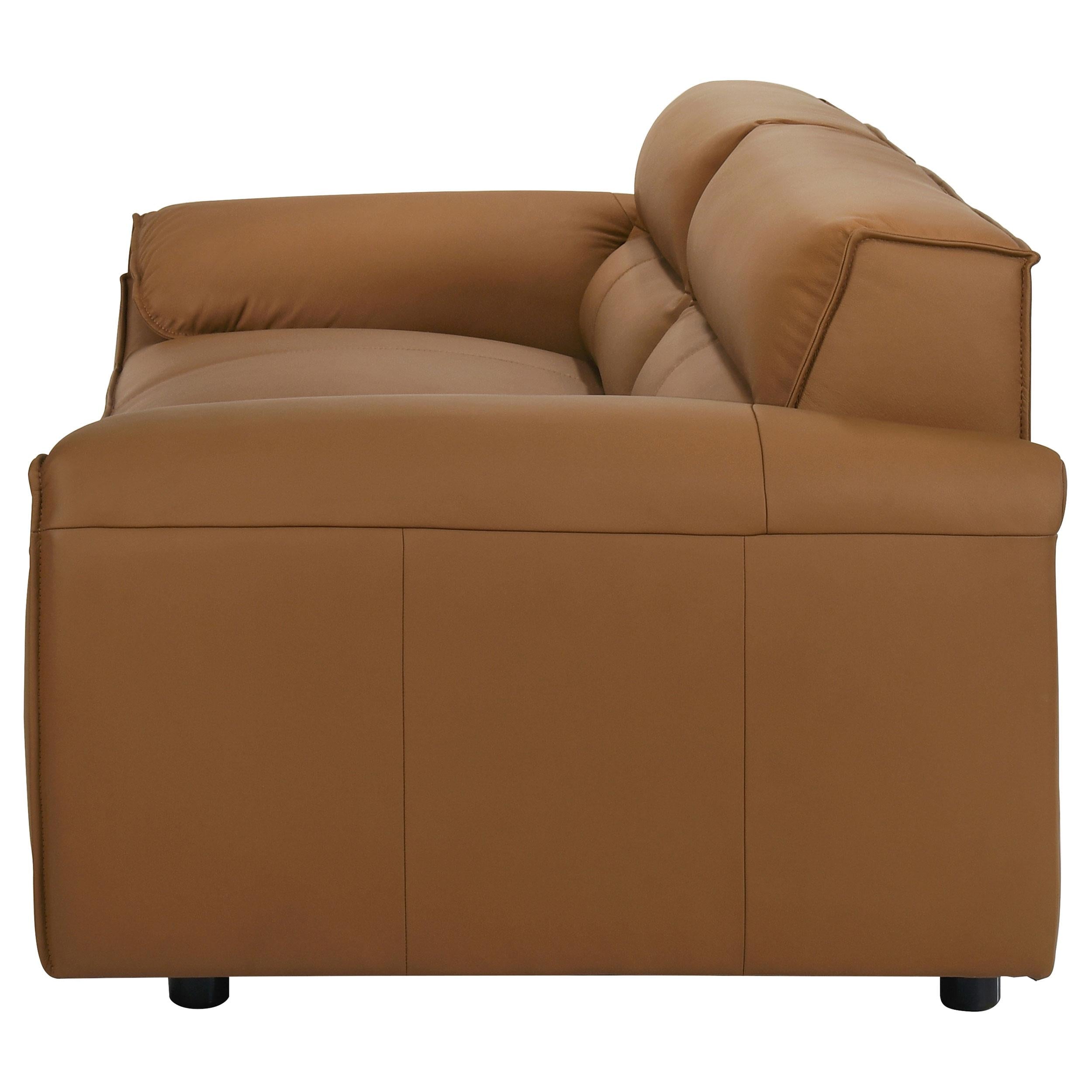  Coaster Furniture Buxton 509501 Top Grain Leather Upholstered Sofa - Orange IMAGE 2