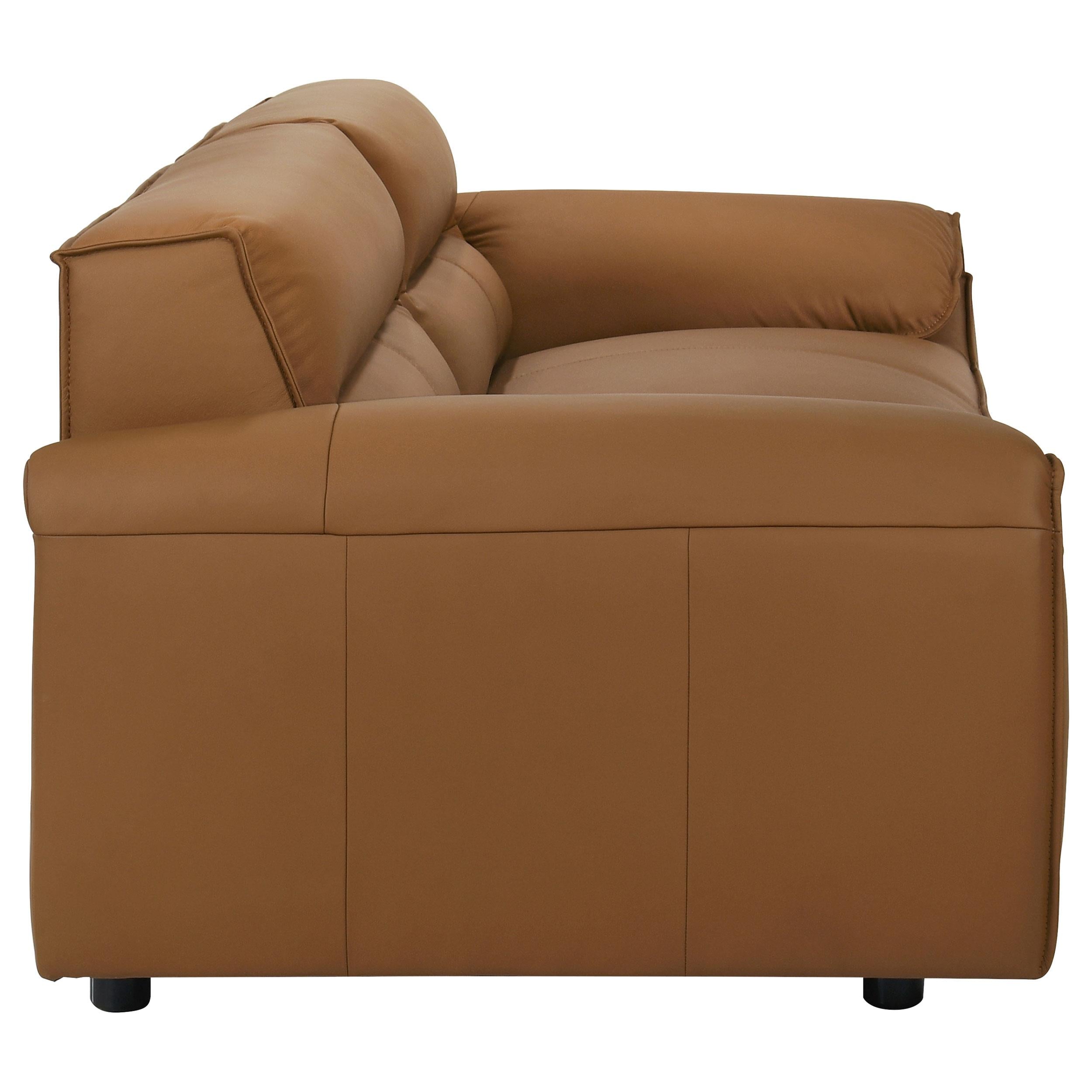  Coaster Furniture Buxton 509501 Top Grain Leather Upholstered Sofa - Orange IMAGE 3