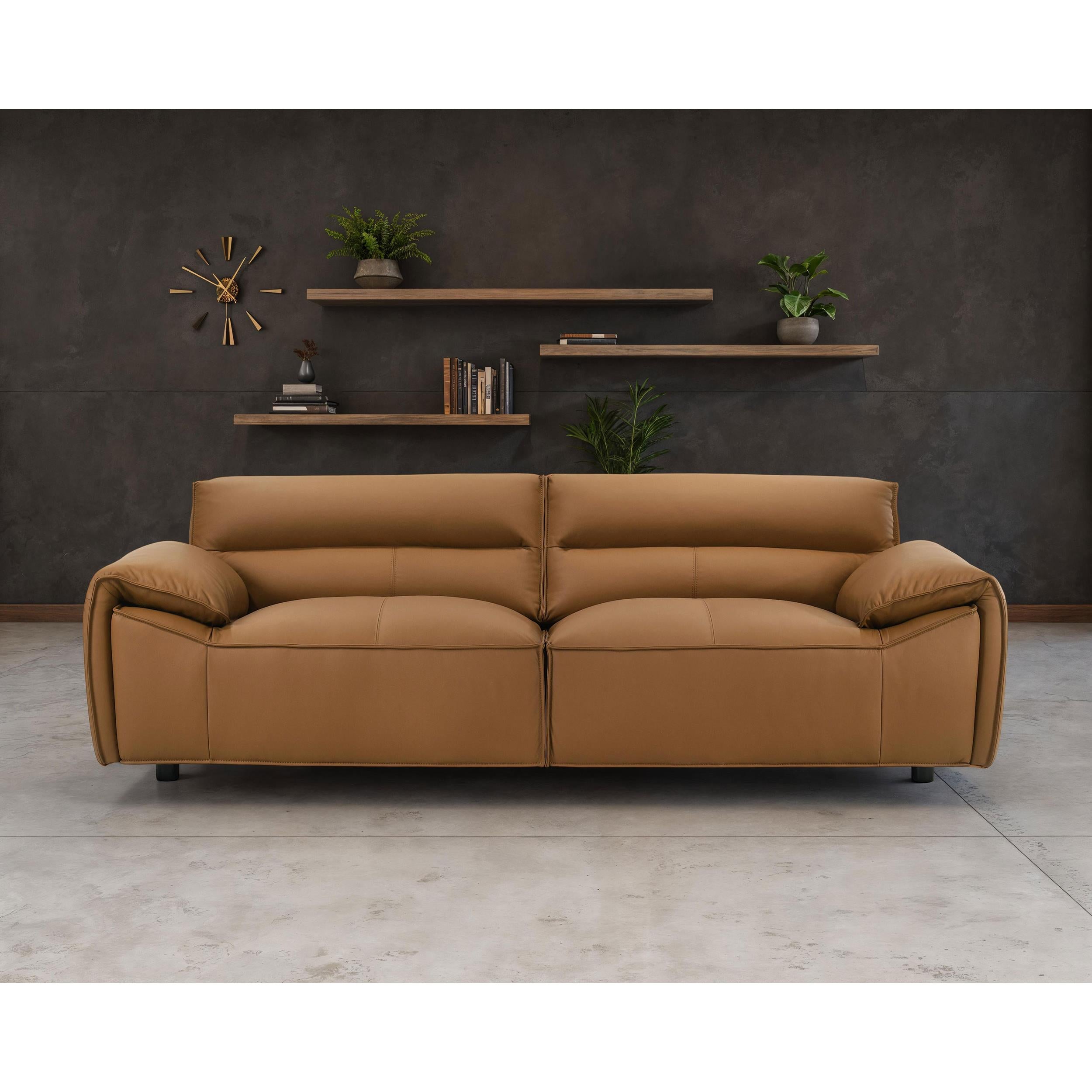  Coaster Furniture Buxton 509501 Top Grain Leather Upholstered Sofa - Orange IMAGE 4