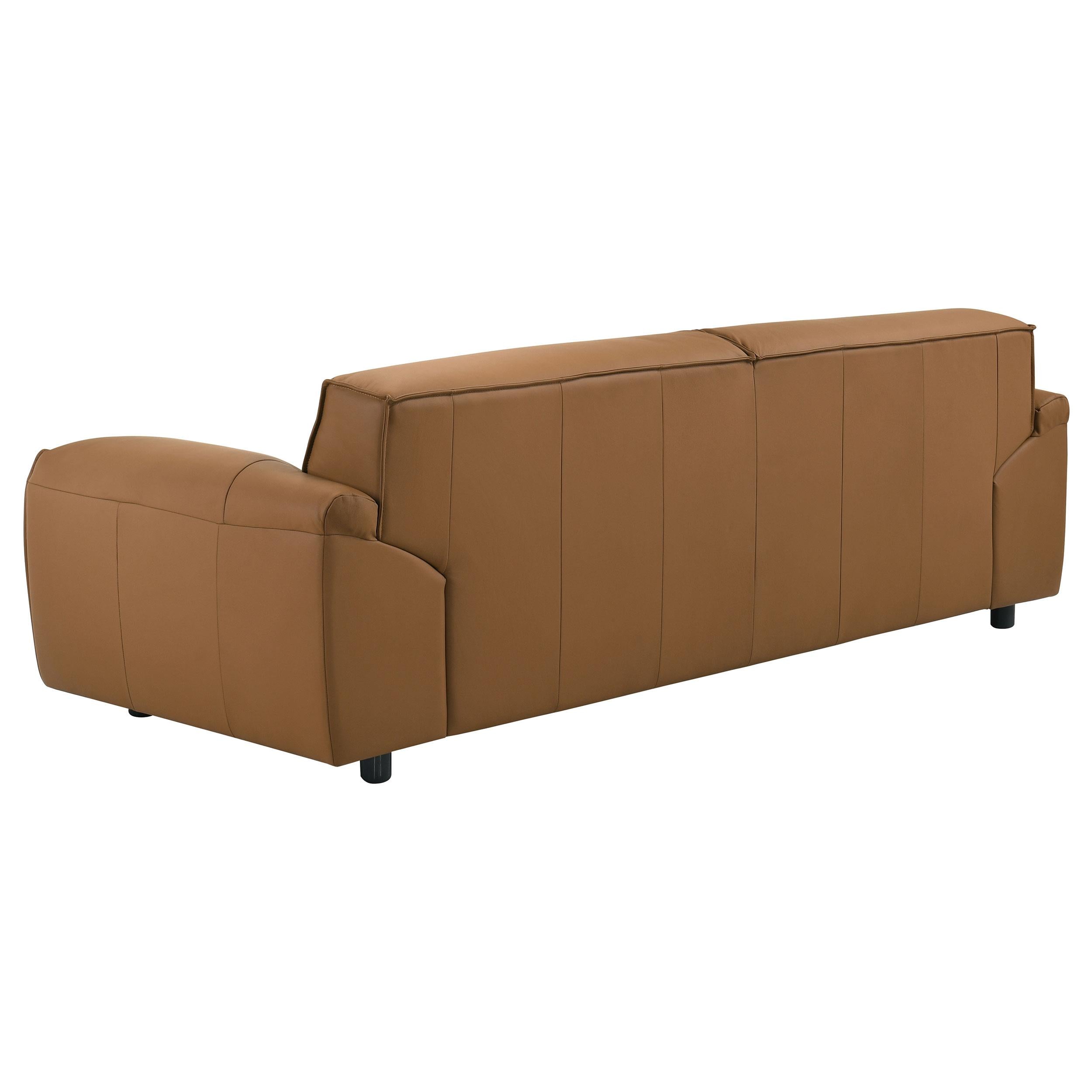  Coaster Furniture Buxton 509501 Top Grain Leather Upholstered Sofa - Orange IMAGE 5