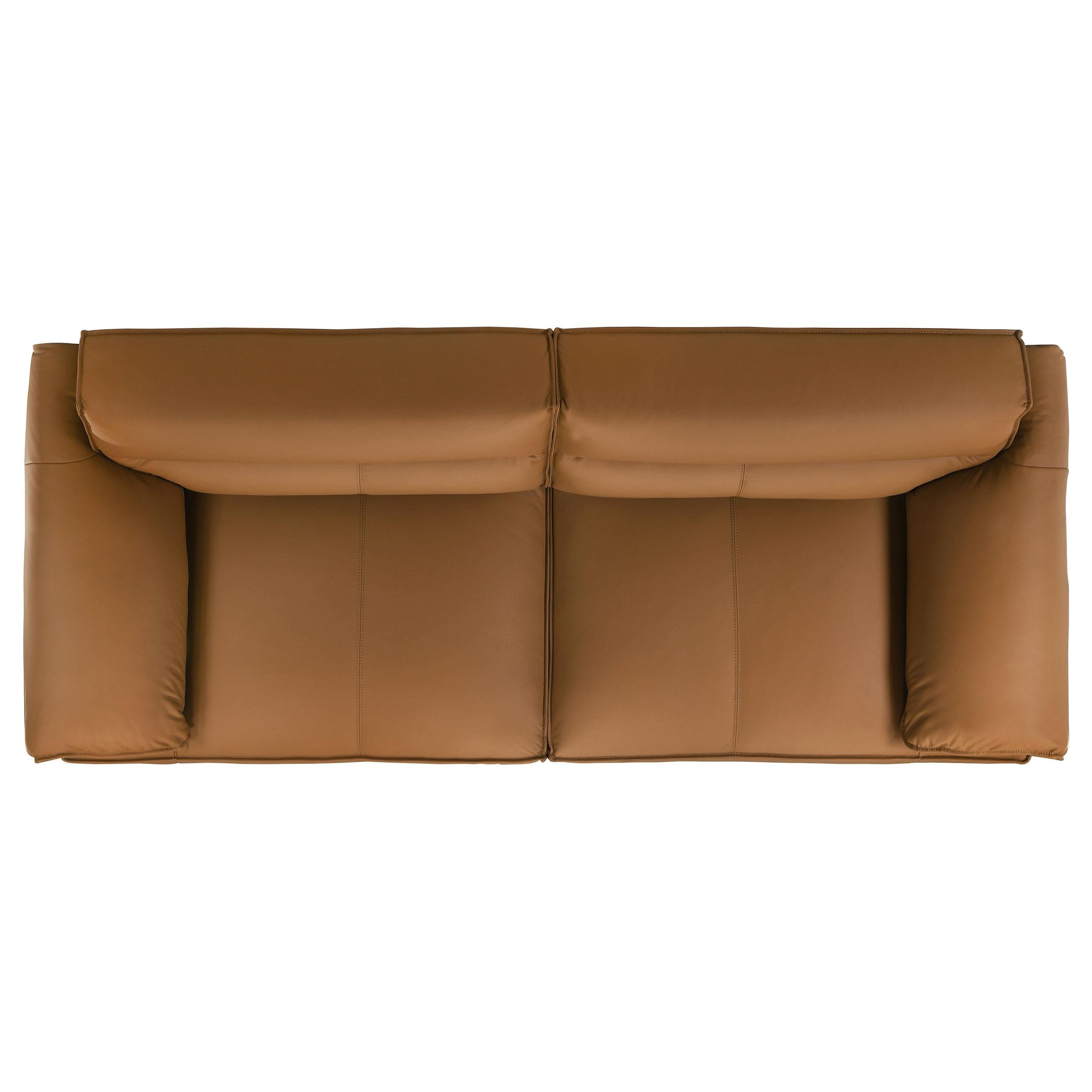  Coaster Furniture Buxton 509501 Top Grain Leather Upholstered Sofa - Orange IMAGE 6