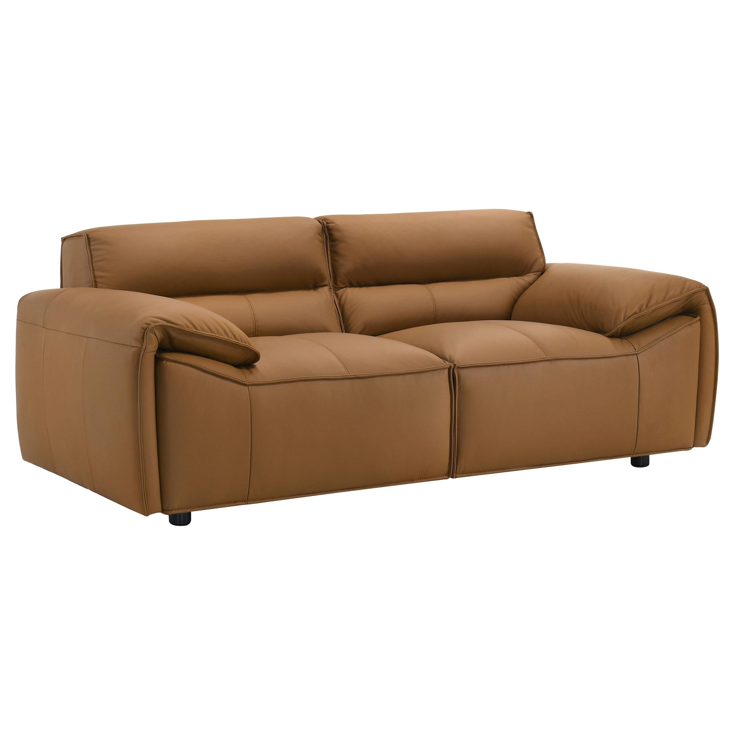  Coaster Furniture Buxton 509502 Top Grain Leather Upholstered Loveseat - Orange IMAGE 1