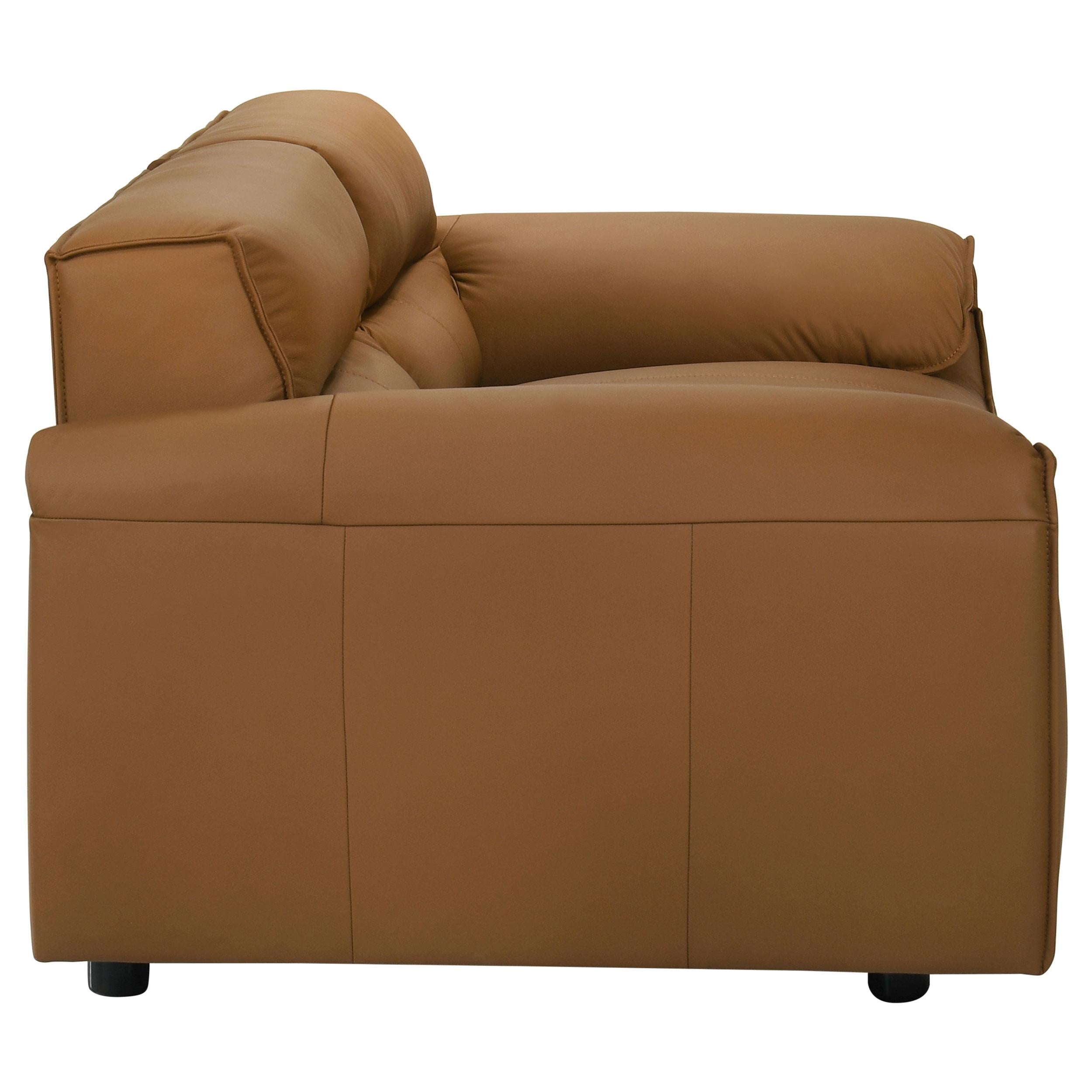  Coaster Furniture Buxton 509502 Top Grain Leather Upholstered Loveseat - Orange IMAGE 2