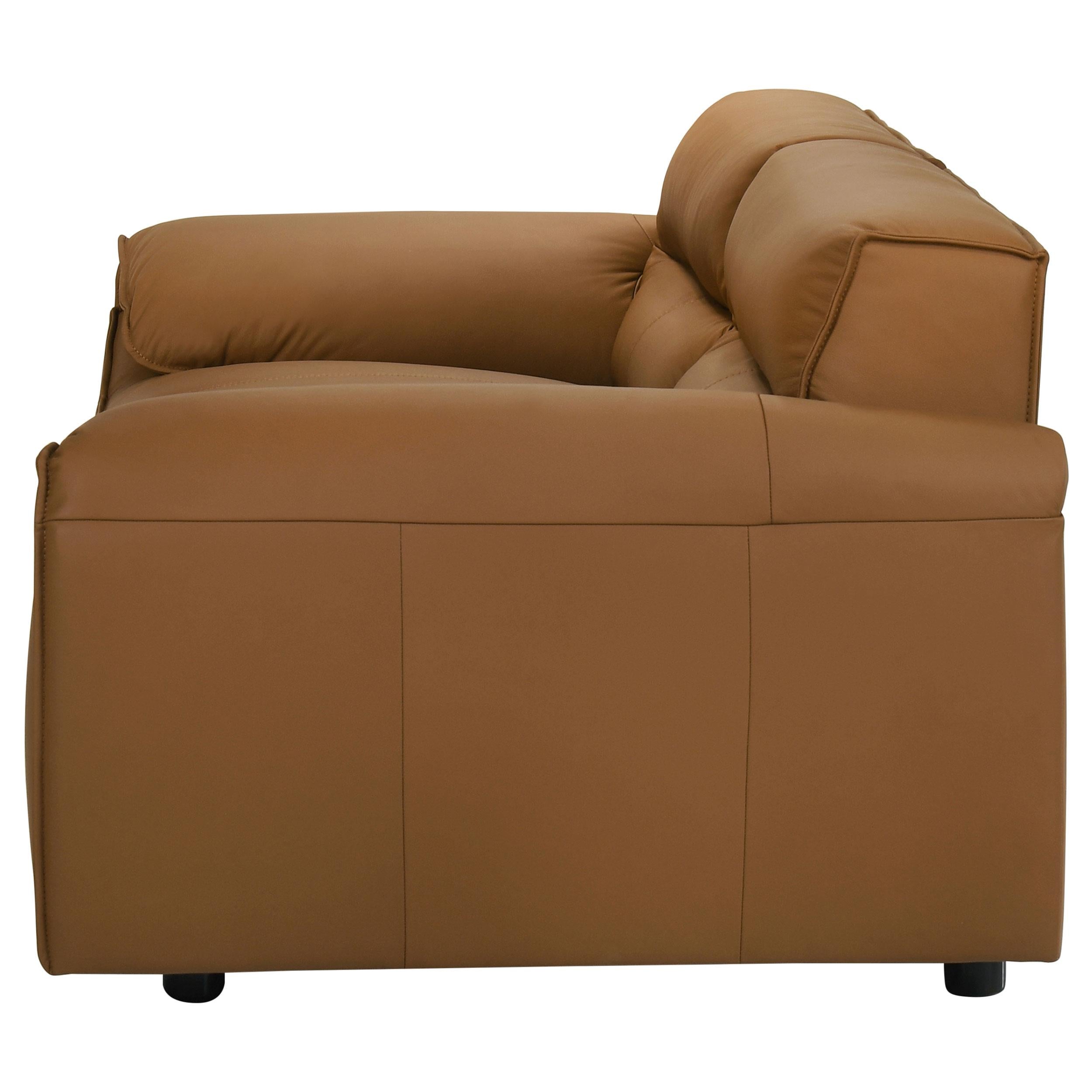  Coaster Furniture Buxton 509502 Top Grain Leather Upholstered Loveseat - Orange IMAGE 3