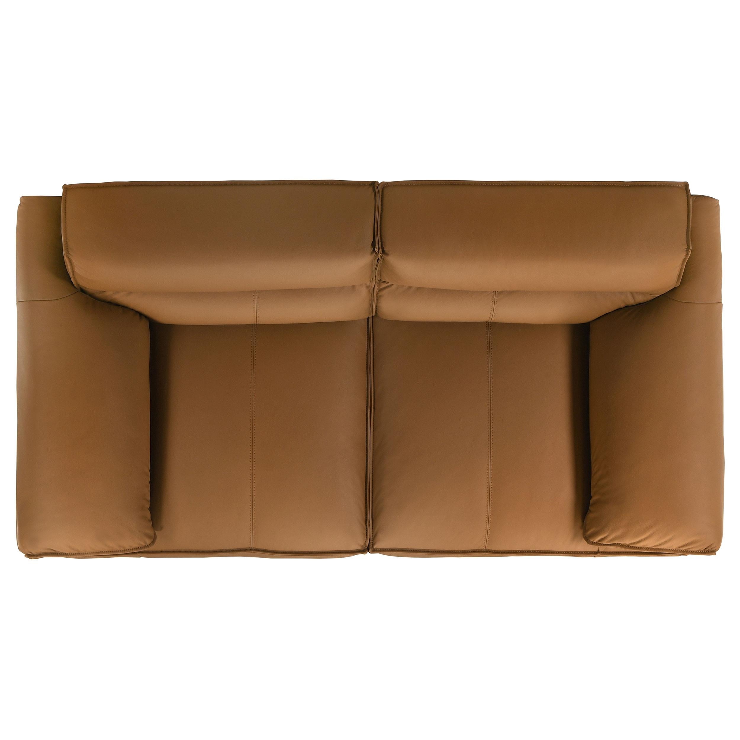  Coaster Furniture Buxton 509502 Top Grain Leather Upholstered Loveseat - Orange IMAGE 4