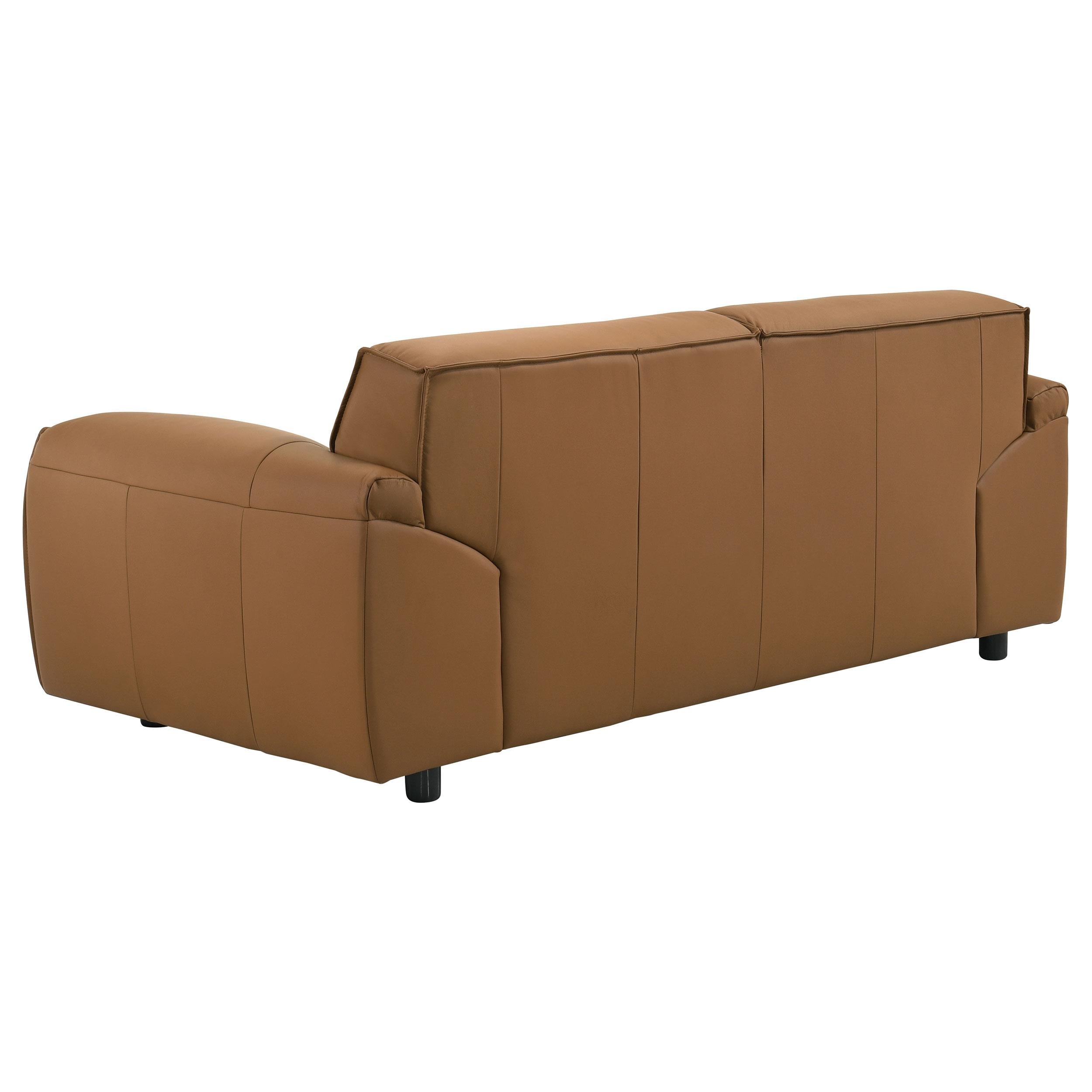 Coaster Furniture Buxton 509502 Top Grain Leather Upholstered Loveseat - Orange IMAGE 6