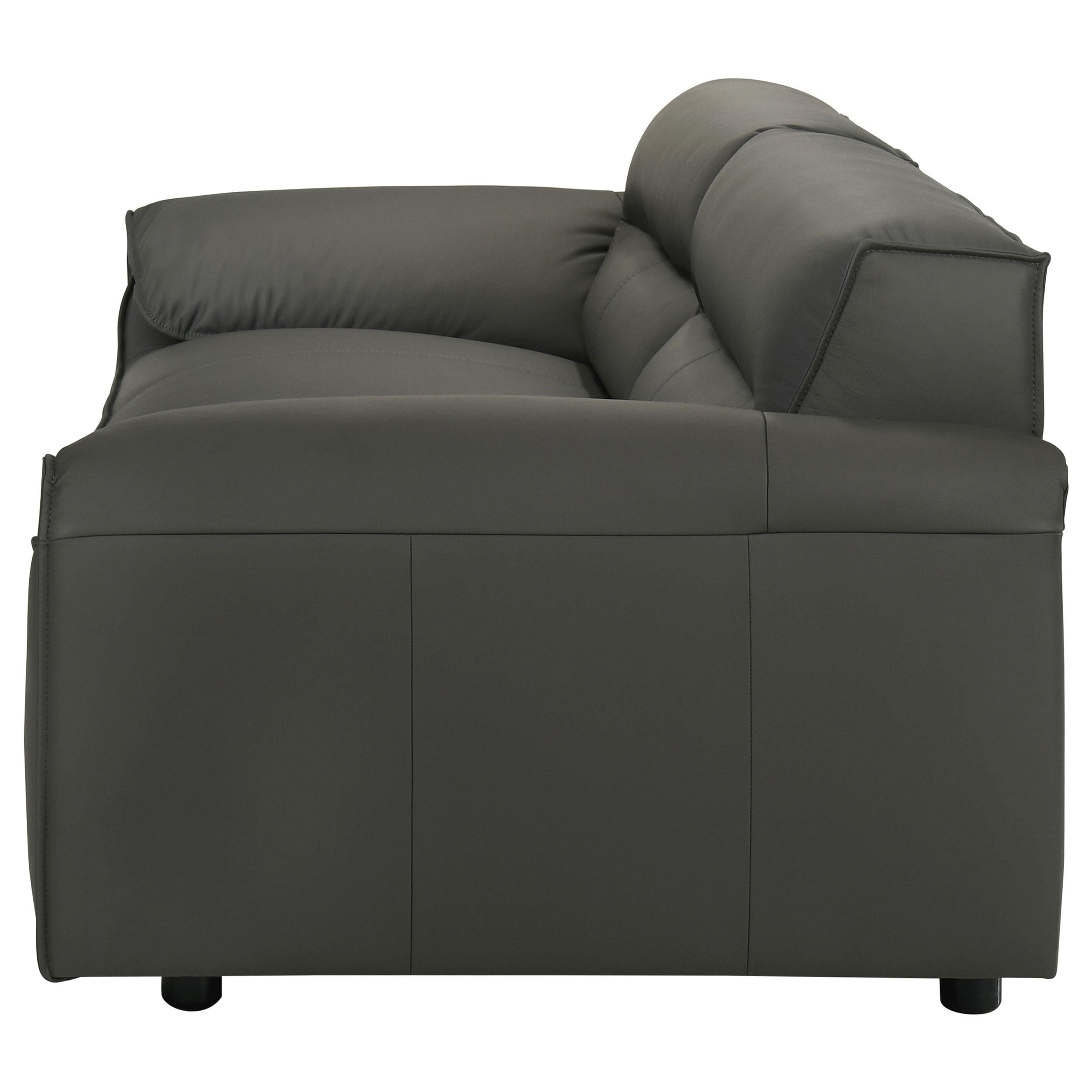  Coaster Furniture Buxton 509504 Top Grain Leather Upholstered Sofa - Graphite IMAGE 2