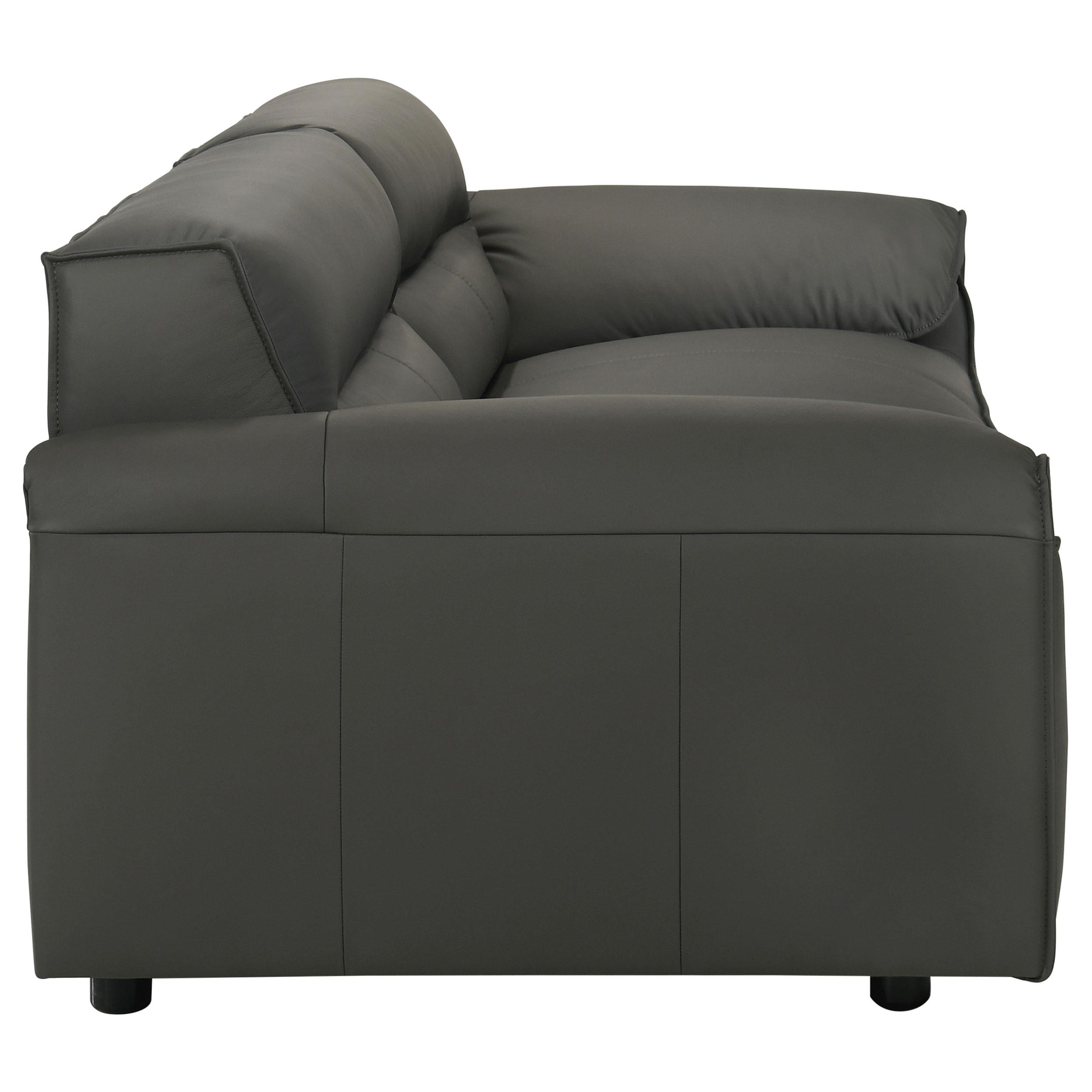  Coaster Furniture Buxton 509504 Top Grain Leather Upholstered Sofa - Graphite IMAGE 3