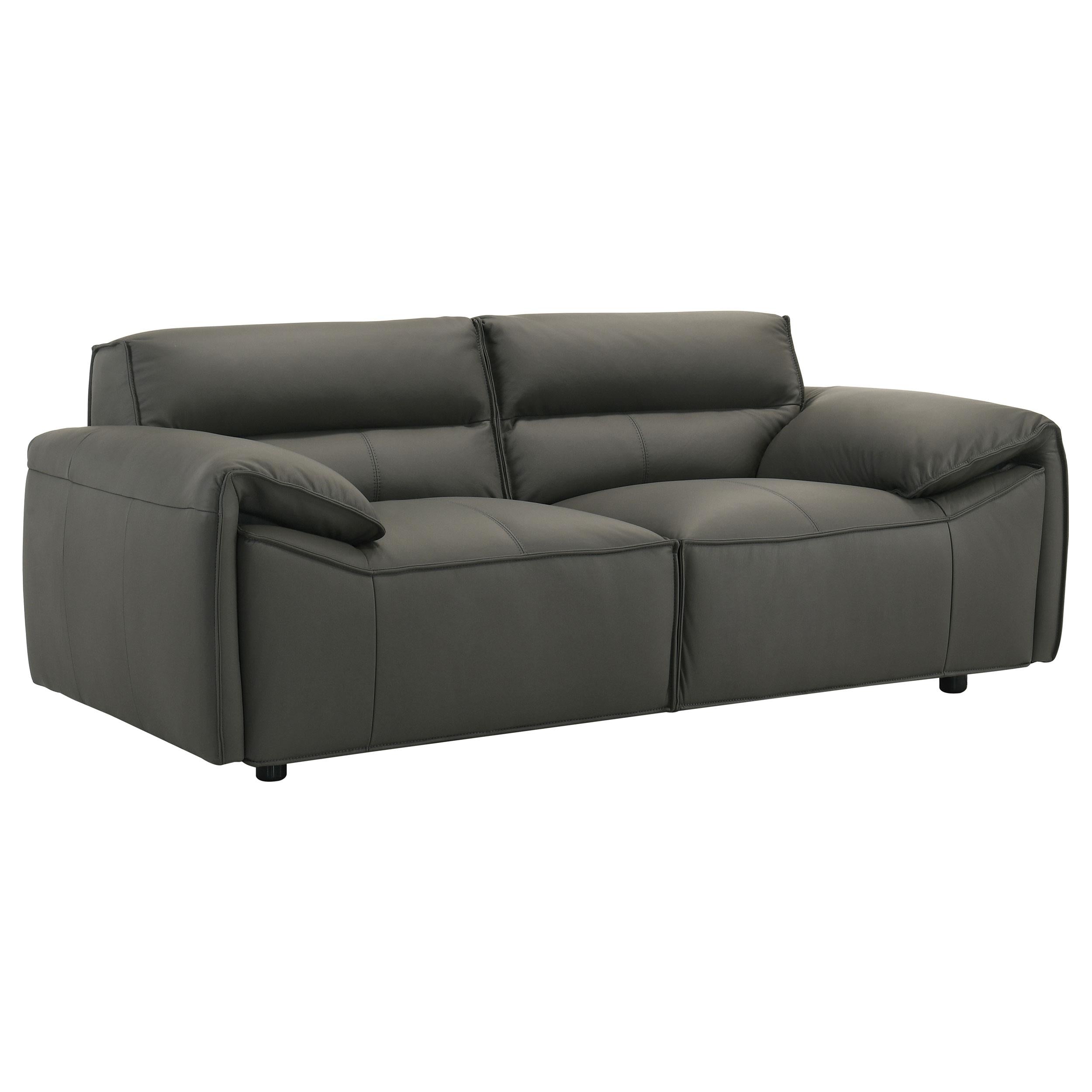  Coaster Furniture Buxton 509505 Top Grain Leather Upholstered Loveseat - Graphite IMAGE 1