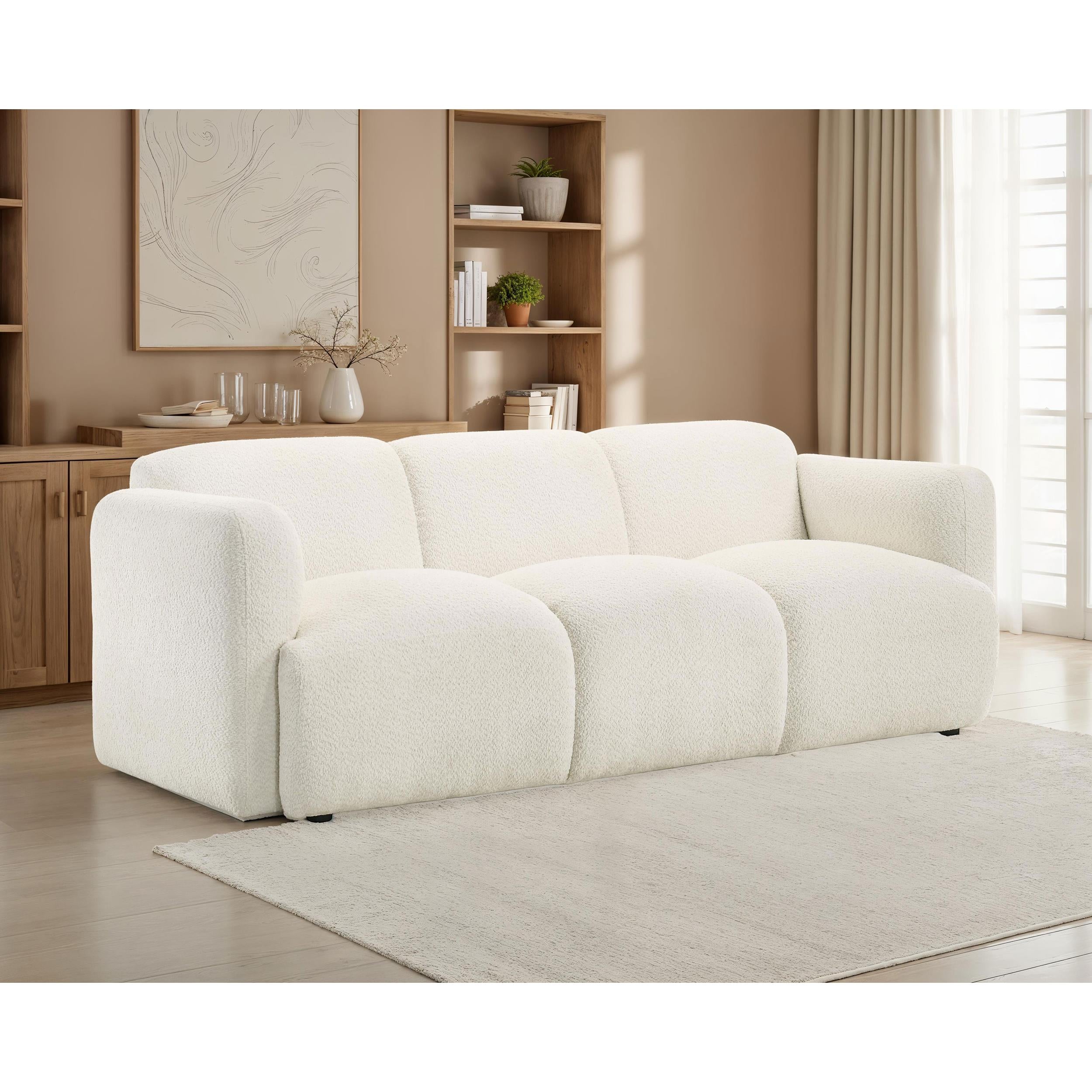 Coaster Furniture Dorset 509811 Fabric Upholstered Round Track Arm Sofa - White IMAGE 4
