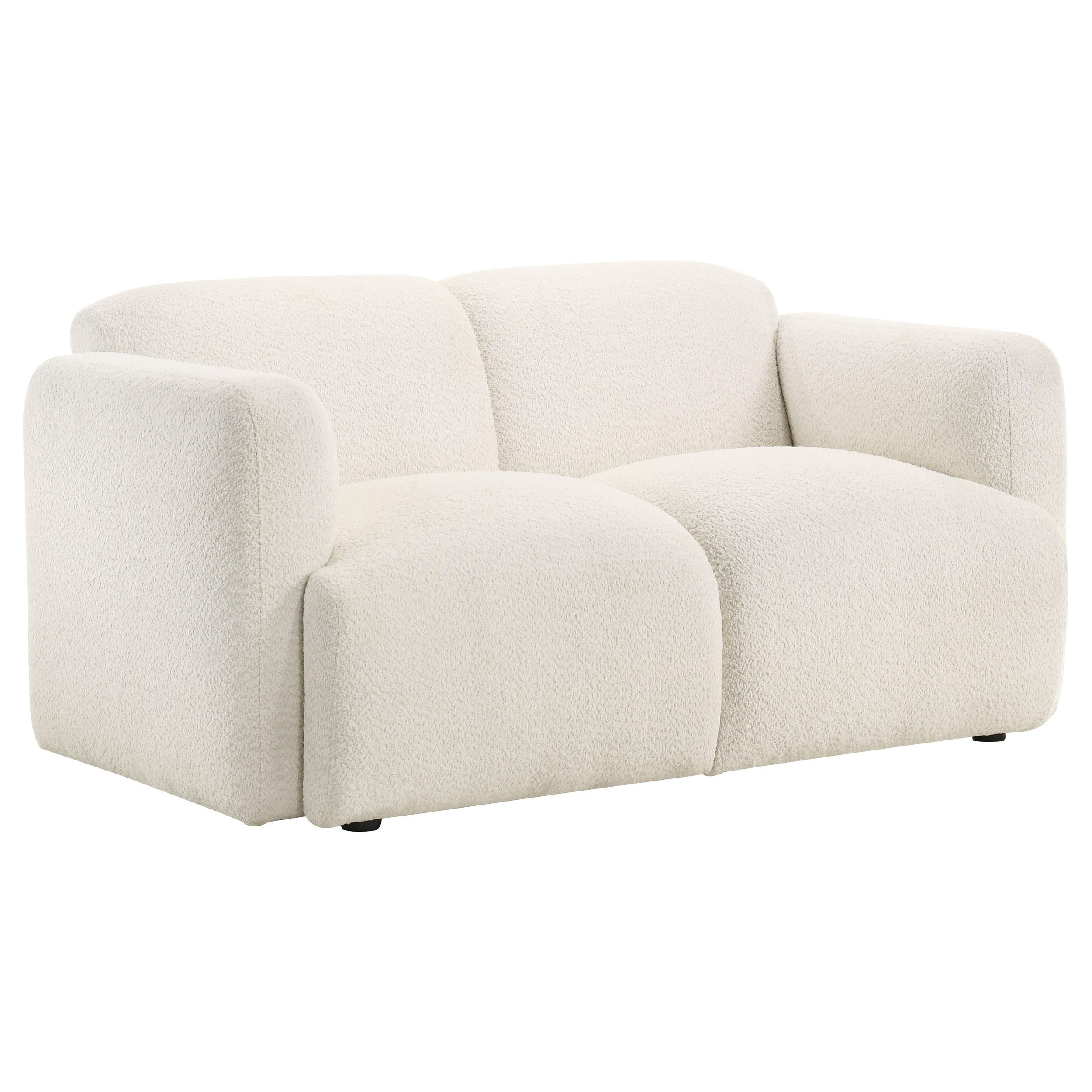  Coaster Furniture Dorset 509812 Fabric Upholstered Round Track Arm Loveseat - White IMAGE 1