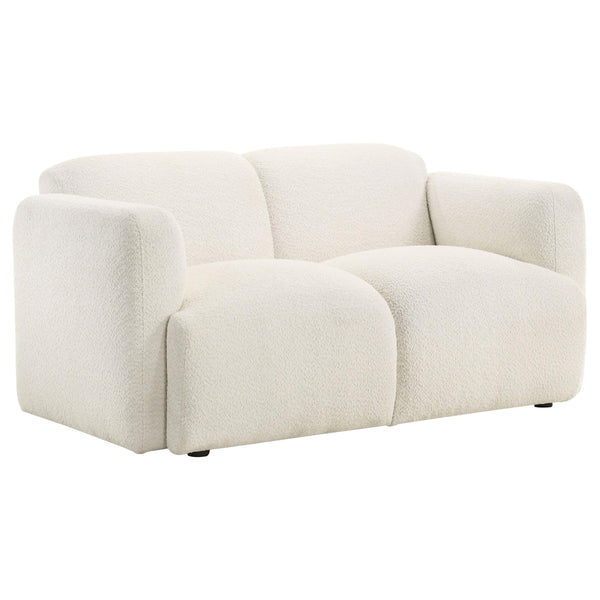 Coaster Furniture Dorset 509812 Fabric Upholstered Round Track Arm Loveseat - White