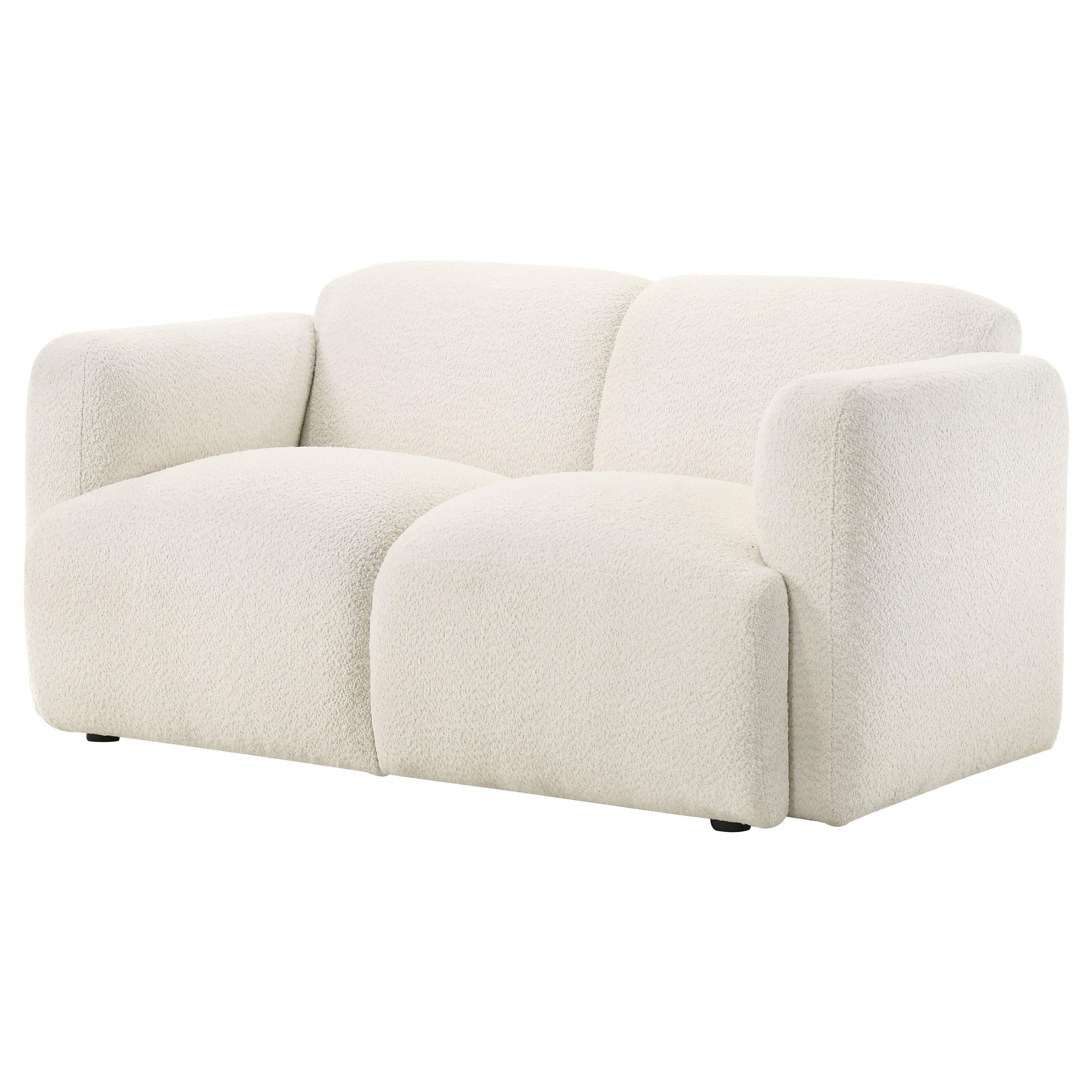  Coaster Furniture Dorset 509812 Fabric Upholstered Round Track Arm Loveseat - White IMAGE 10