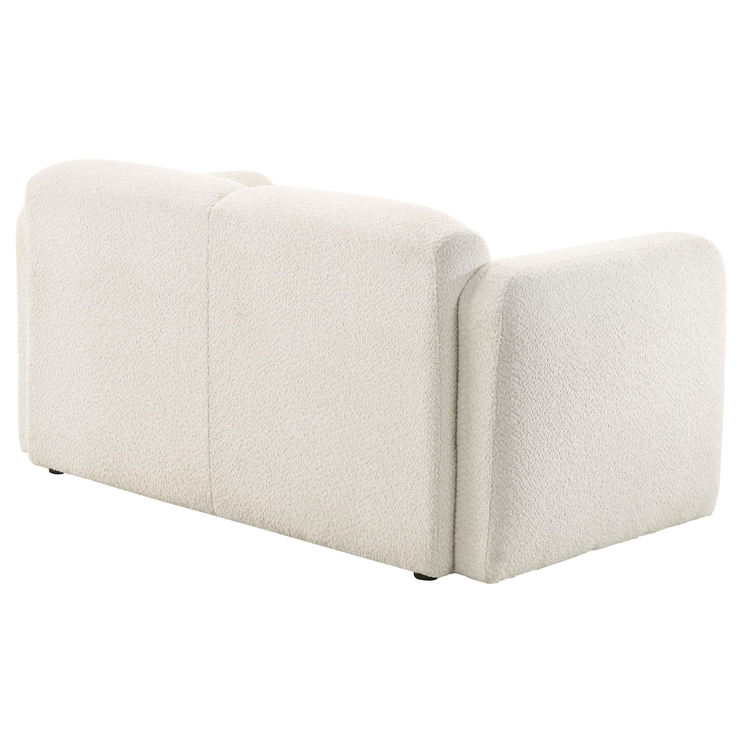  Coaster Furniture Dorset 509812 Fabric Upholstered Round Track Arm Loveseat - White IMAGE 12