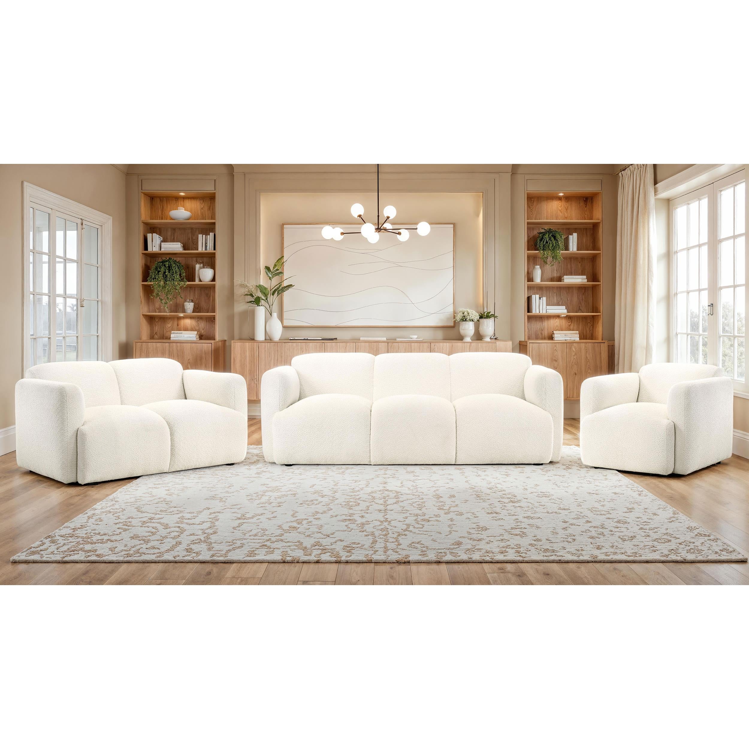  Coaster Furniture Dorset 509812 Fabric Upholstered Round Track Arm Loveseat - White IMAGE 13