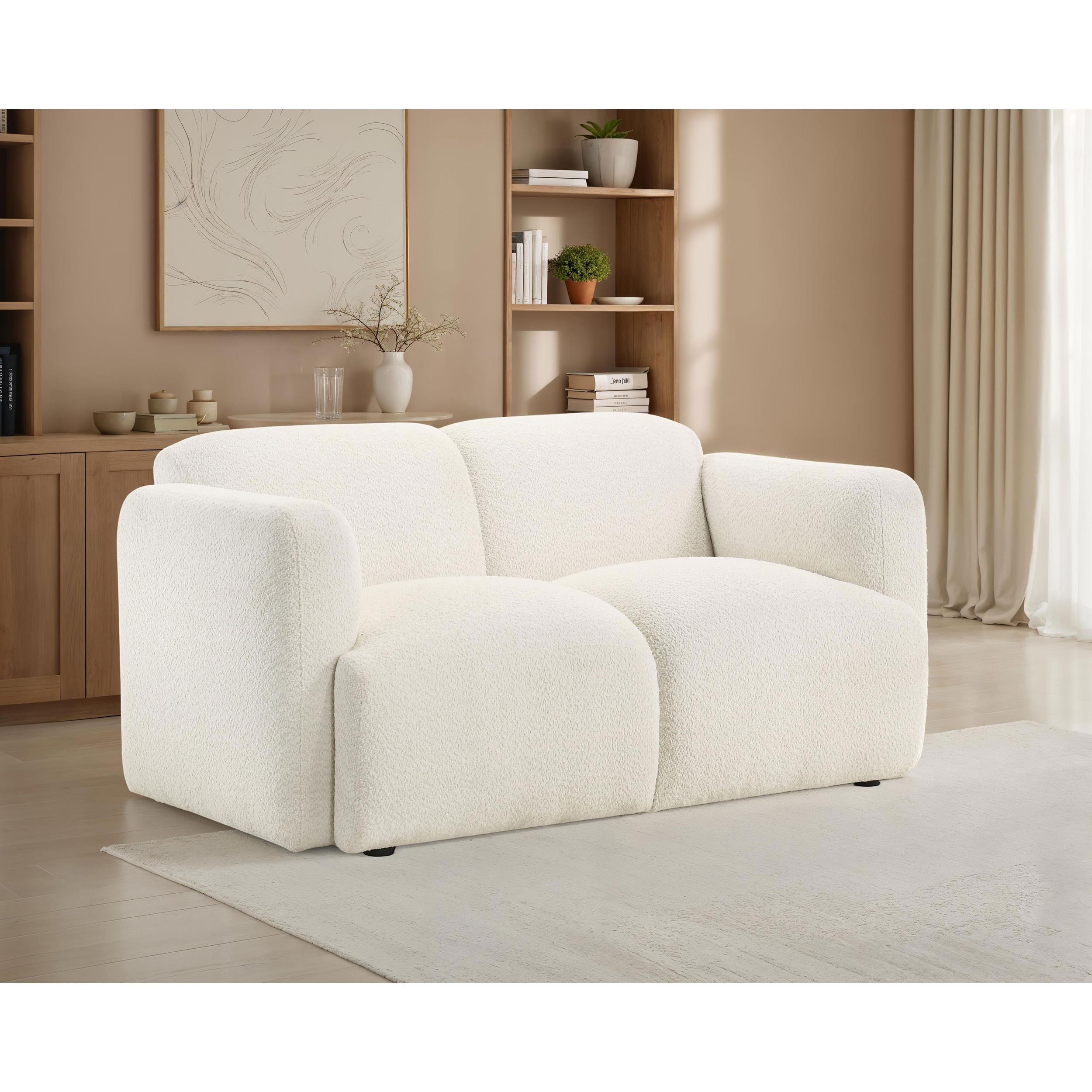  Coaster Furniture Dorset 509812 Fabric Upholstered Round Track Arm Loveseat - White IMAGE 4