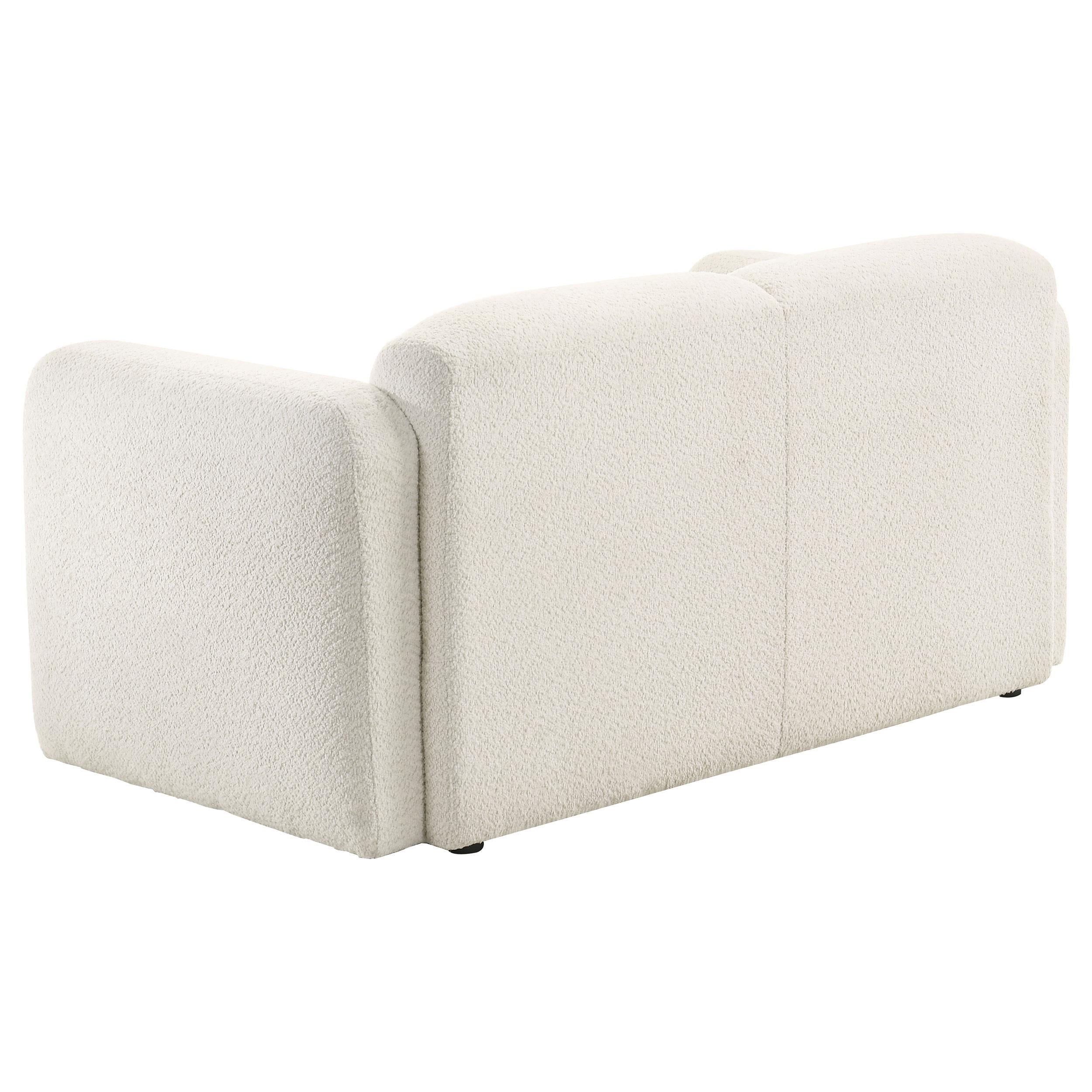  Coaster Furniture Dorset 509812 Fabric Upholstered Round Track Arm Loveseat - White IMAGE 5