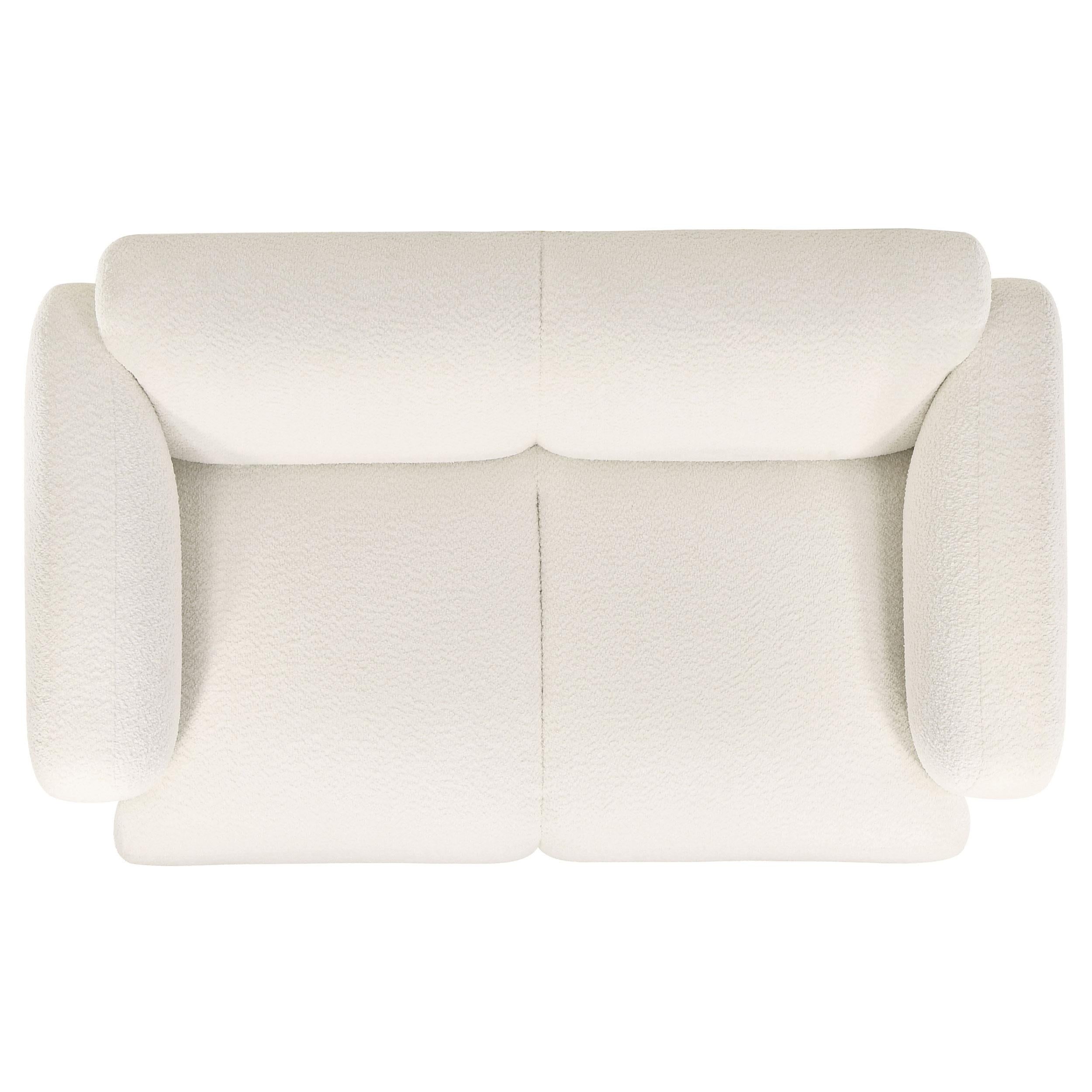  Coaster Furniture Dorset 509812 Fabric Upholstered Round Track Arm Loveseat - White IMAGE 6