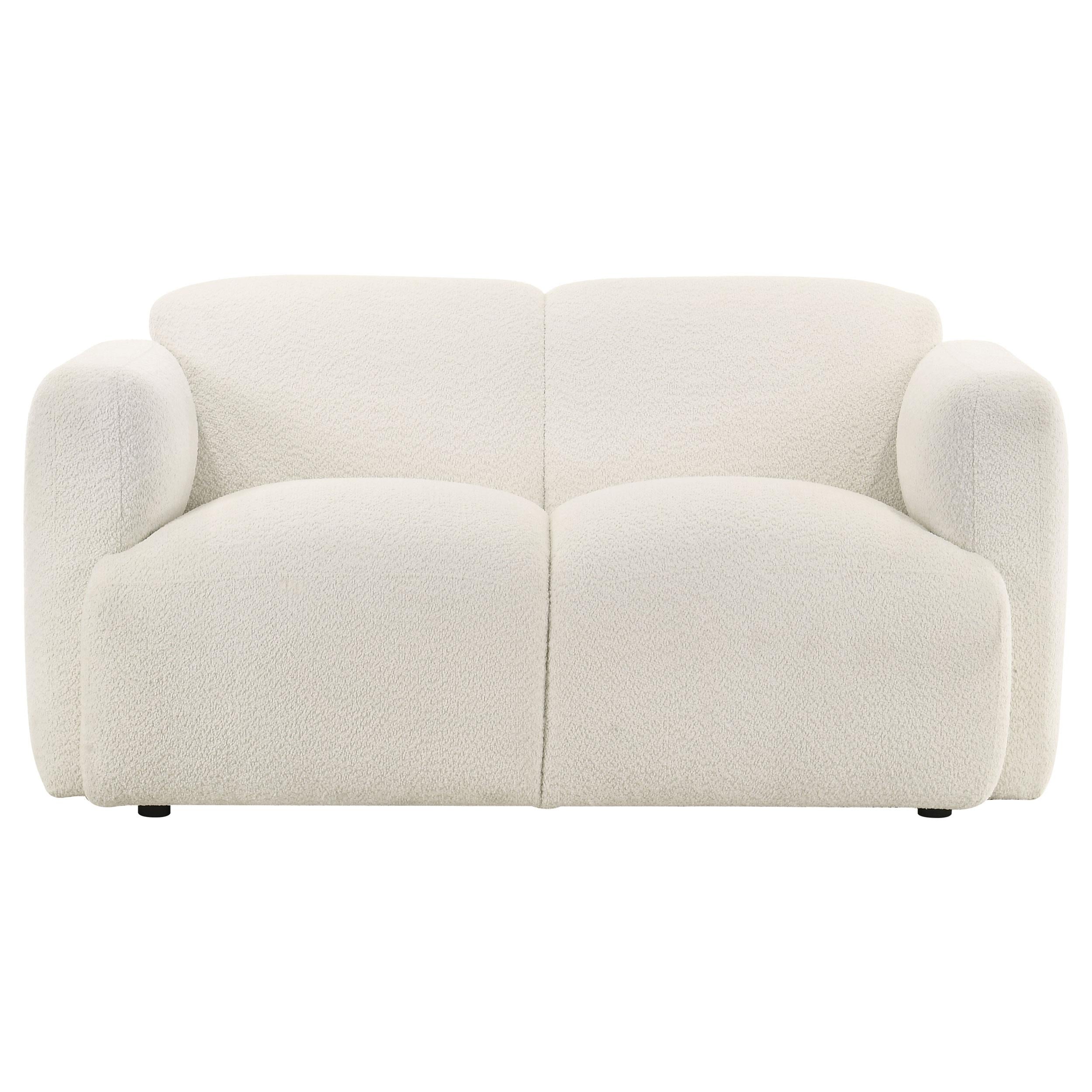  Coaster Furniture Dorset 509812 Fabric Upholstered Round Track Arm Loveseat - White IMAGE 7