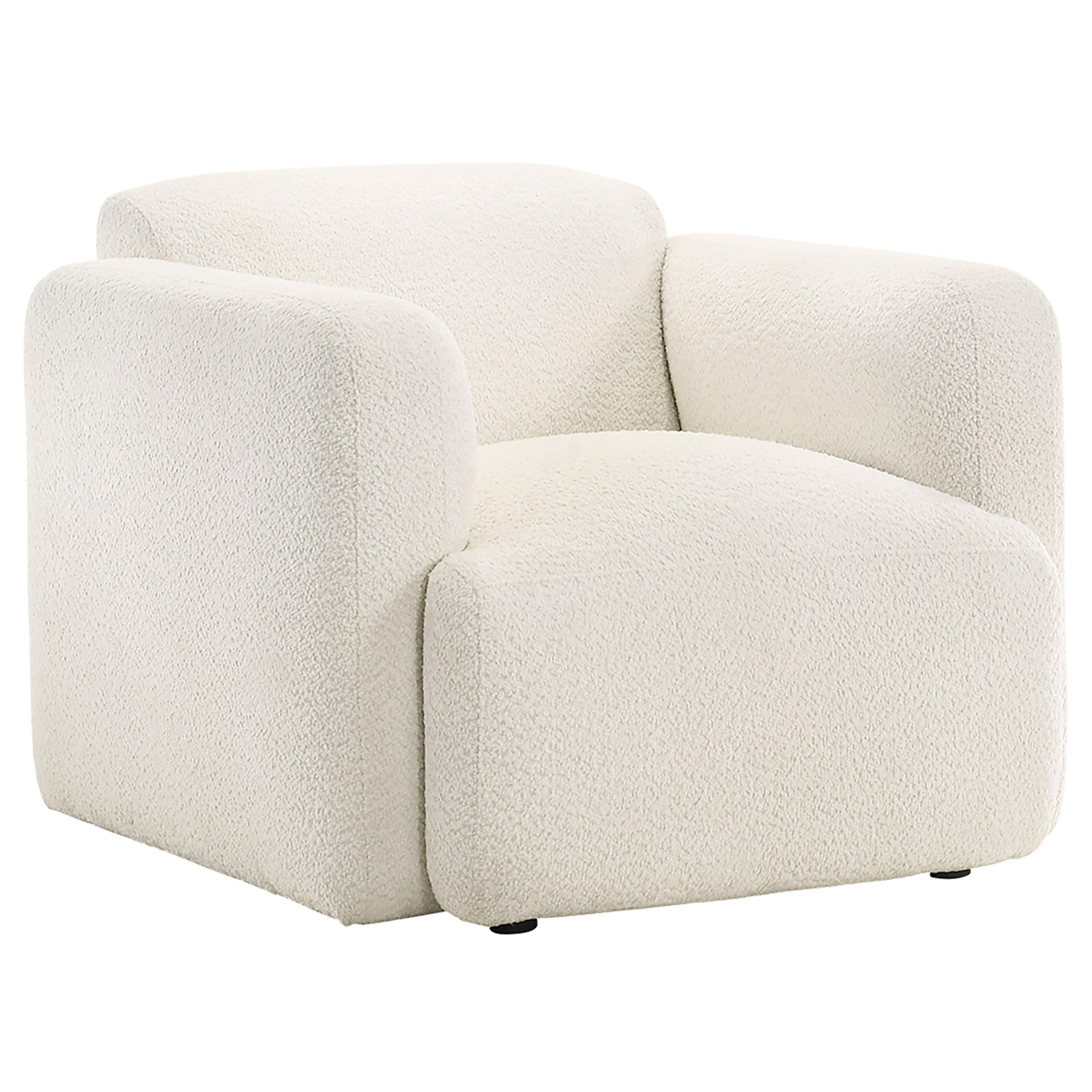  Coaster Furniture Dorset 509813 Fabric Upholstered Round Track Arm Accent Chair - White IMAGE 1