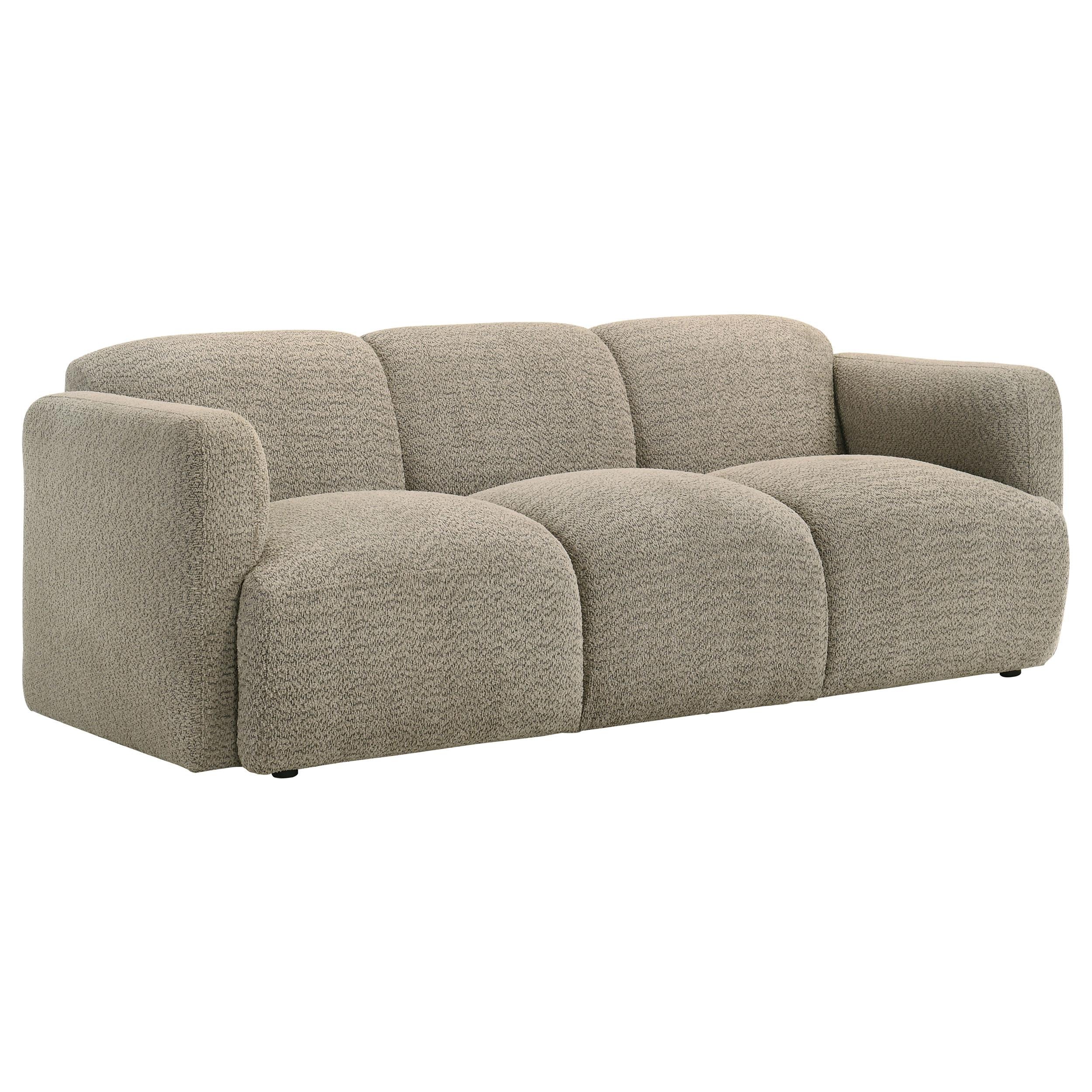  Coaster Furniture Dorset 509814 Fabric Upholstered Round Track Arm Sofa - Brown IMAGE 1
