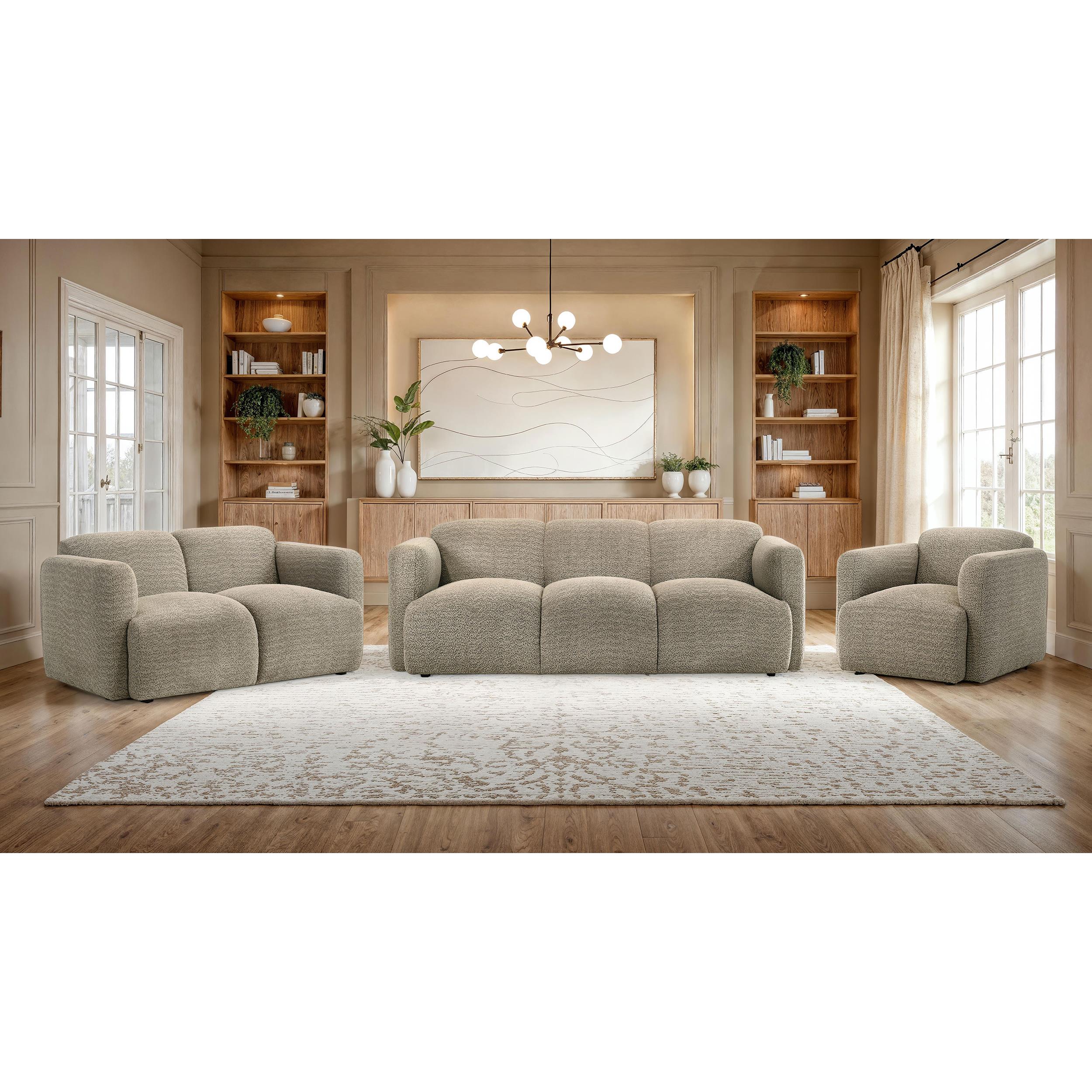  Coaster Furniture Dorset 509814 Fabric Upholstered Round Track Arm Sofa - Brown IMAGE 12