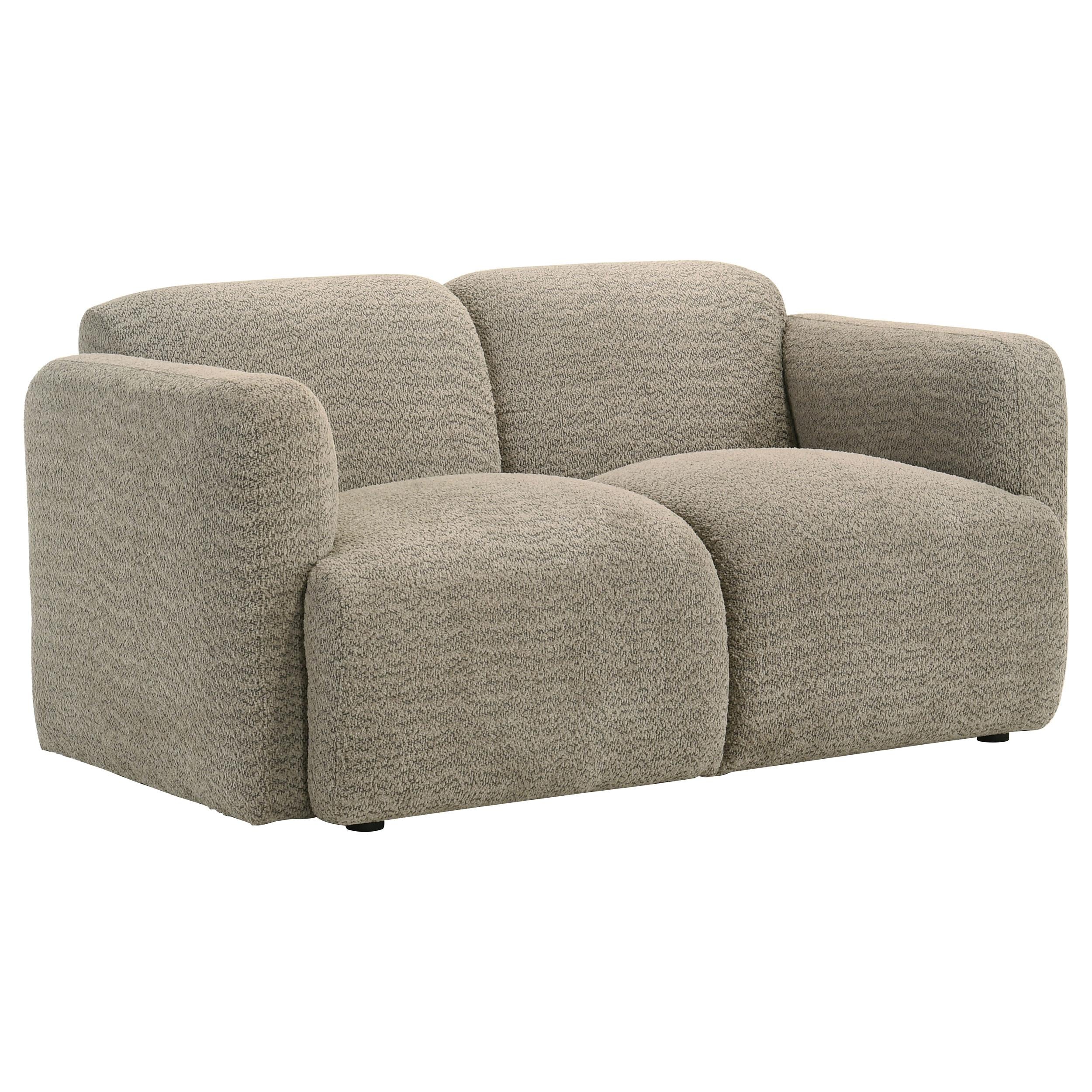  Coaster Furniture Dorset 509815 Fabric Upholstered Round Track Arm Loveseat - Brown IMAGE 1