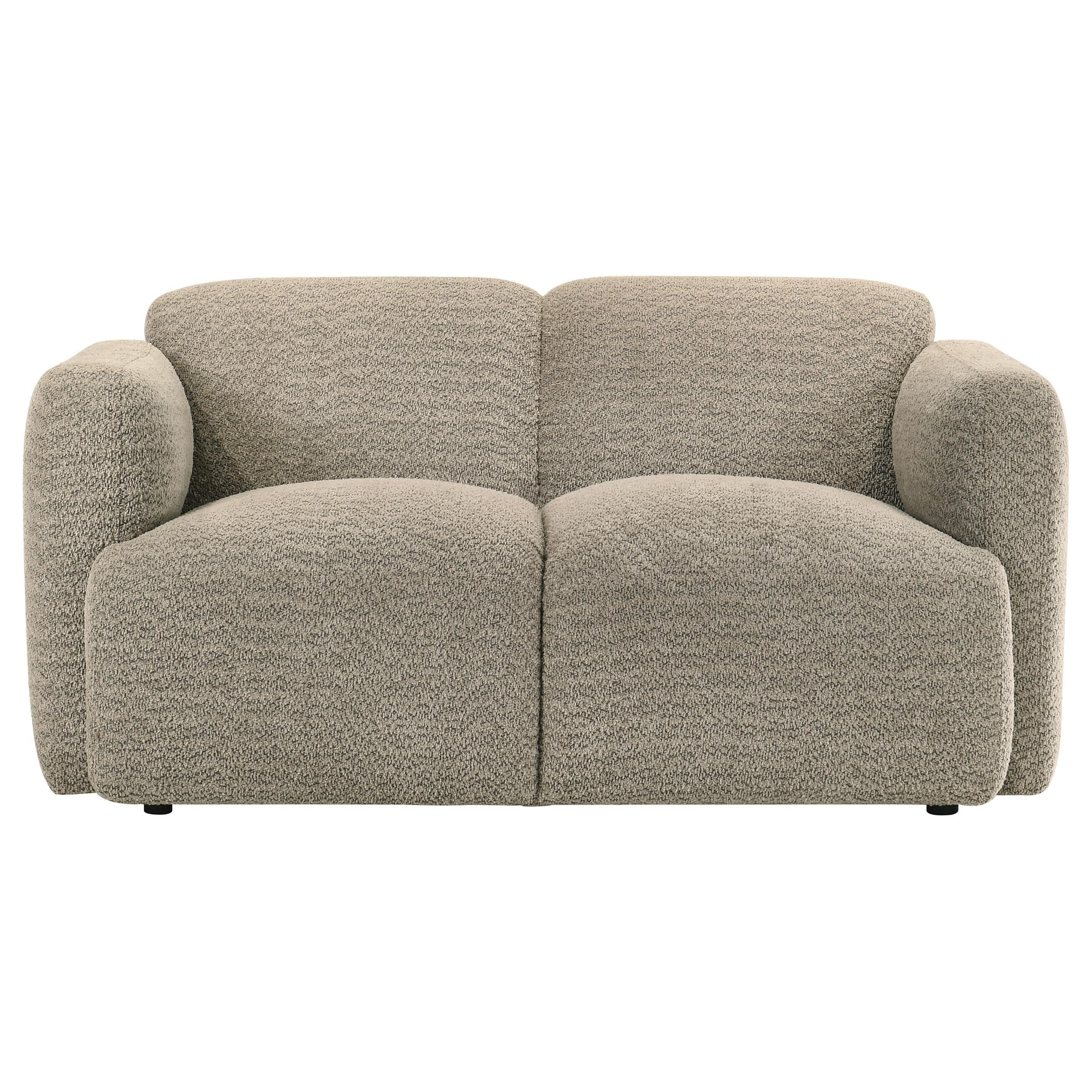  Coaster Furniture Dorset 509815 Fabric Upholstered Round Track Arm Loveseat - Brown IMAGE 7