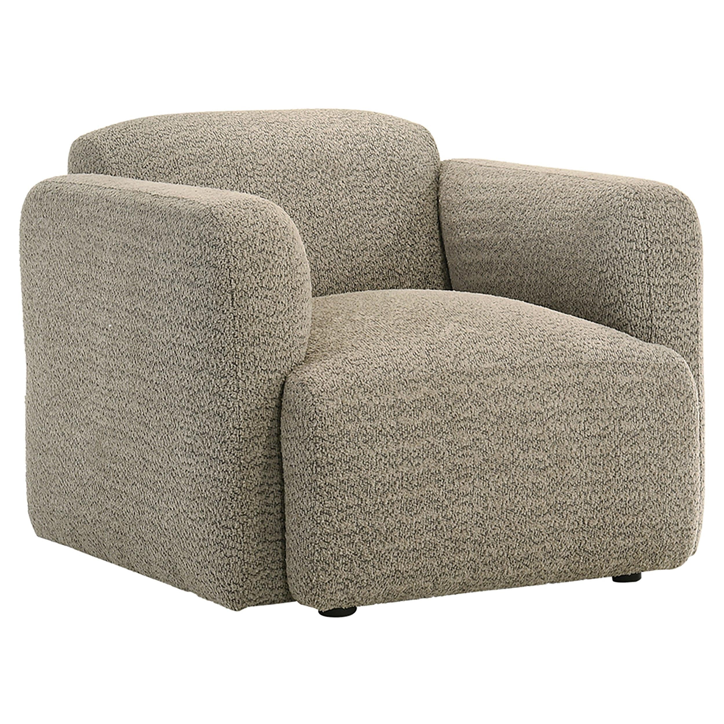  Coaster Furniture Dorset 509816 Fabric Upholstered Round Track Arm Accent Chair - Brown IMAGE 1