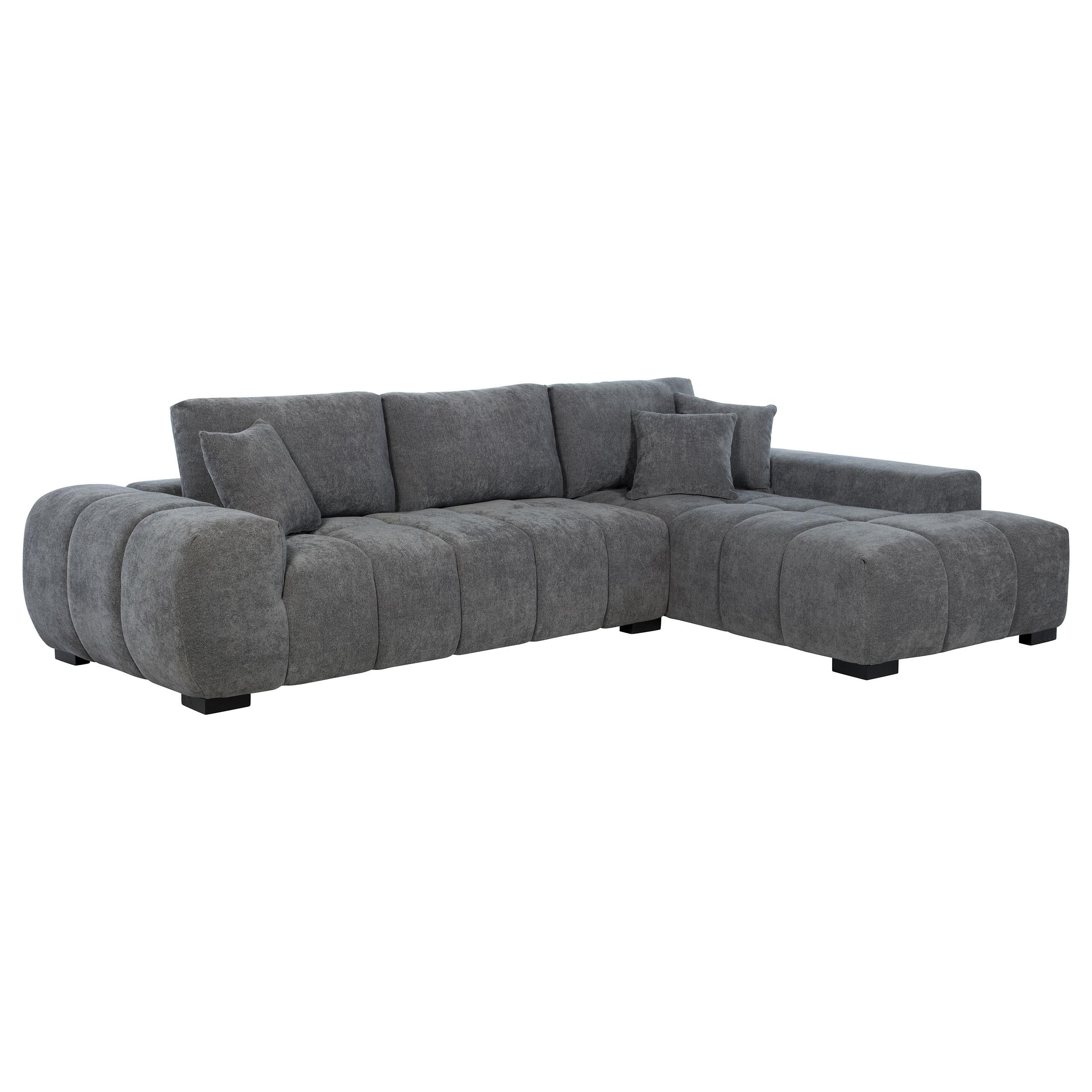  Coaster Furniture Octavia 509965 Upholstered Sectional Chaise Sofa - Charcoal Grey IMAGE 1
