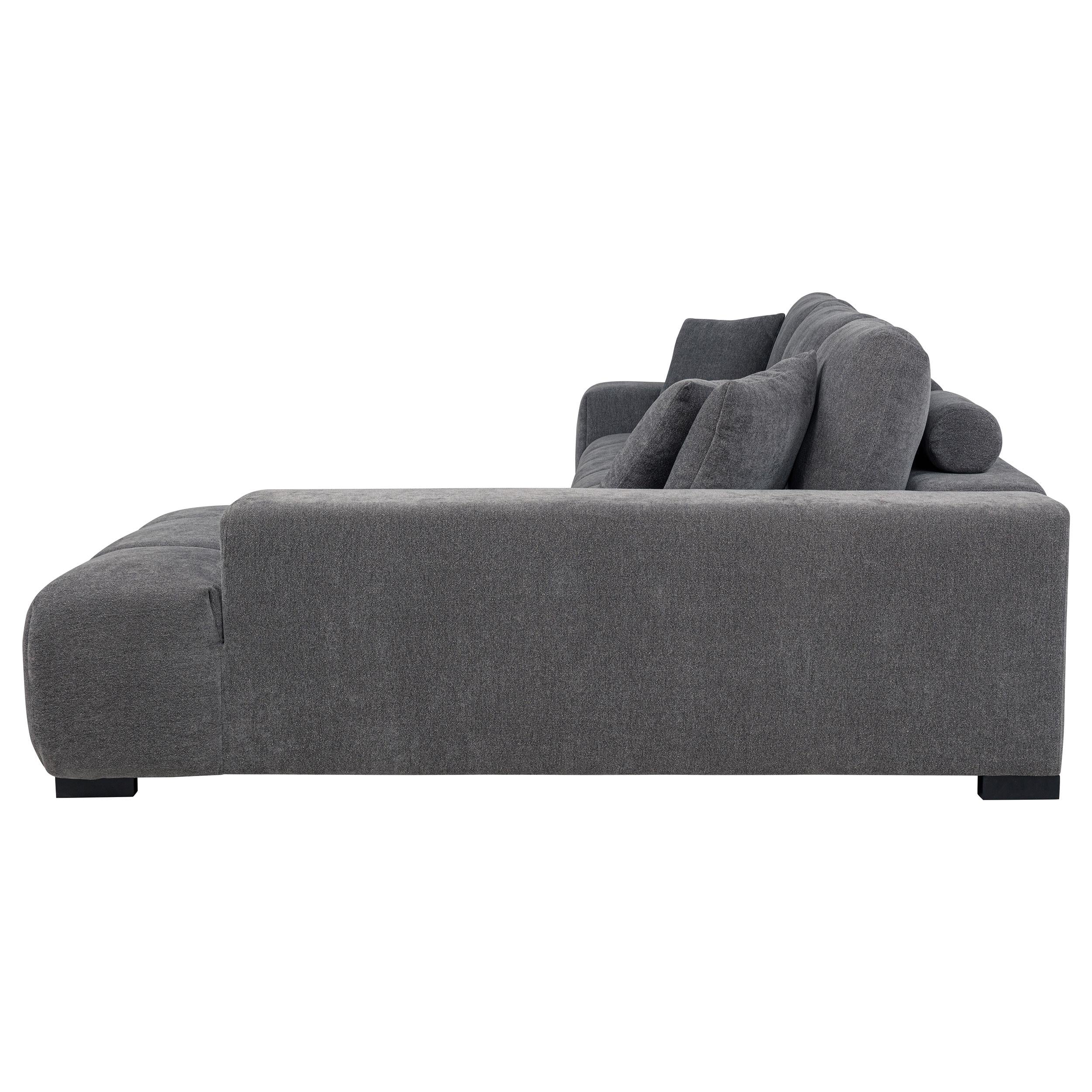  Coaster Furniture Octavia 509965 Upholstered Sectional Chaise Sofa - Charcoal Grey IMAGE 2