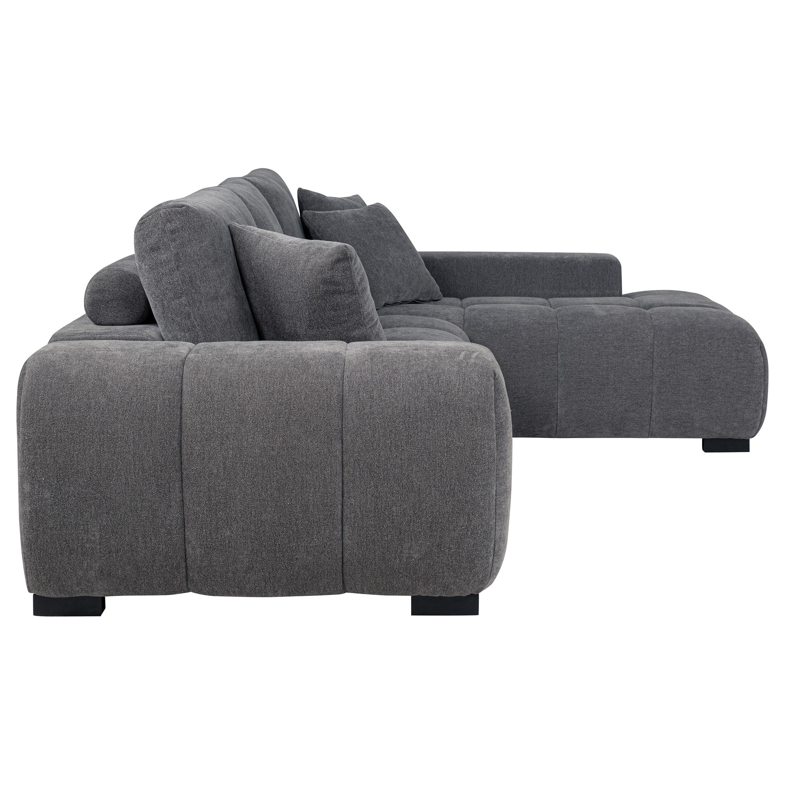  Coaster Furniture Octavia 509965 Upholstered Sectional Chaise Sofa - Charcoal Grey IMAGE 3