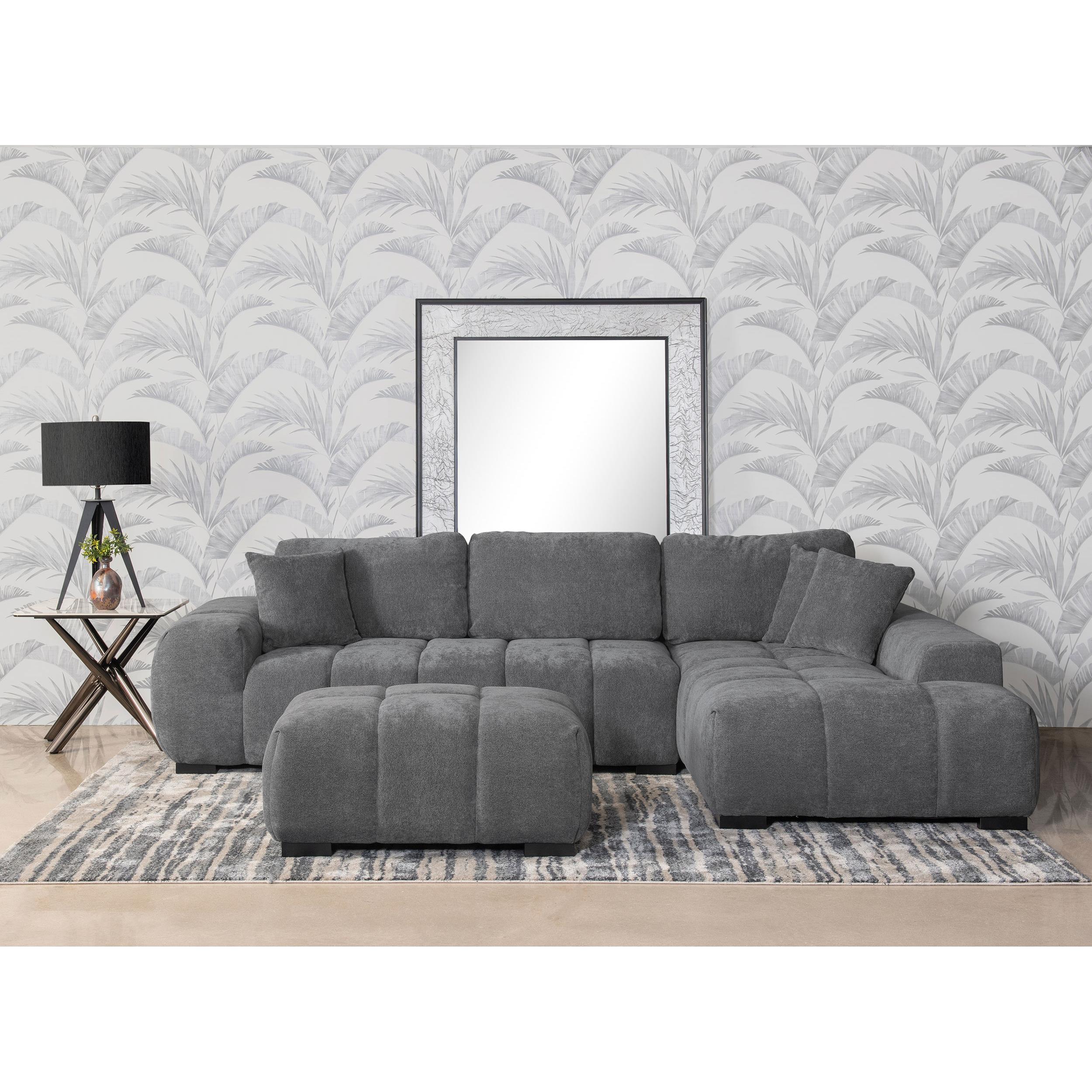  Coaster Furniture Octavia 509965 Upholstered Sectional Chaise Sofa - Charcoal Grey IMAGE 4