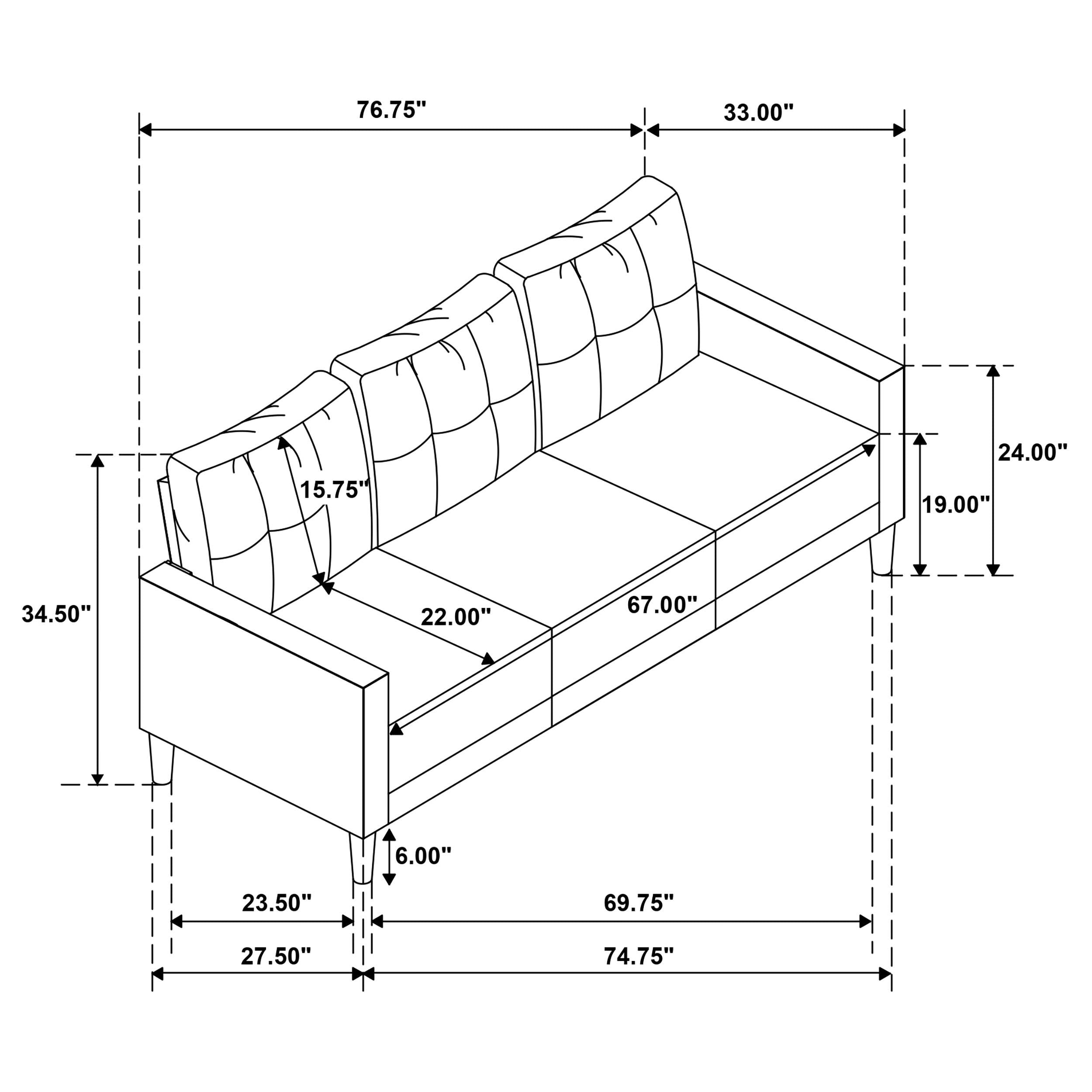  Coaster Furniture Bowen II 509981 Fabric Upholstered Track Arm Sofa - Steel Grey IMAGE 12