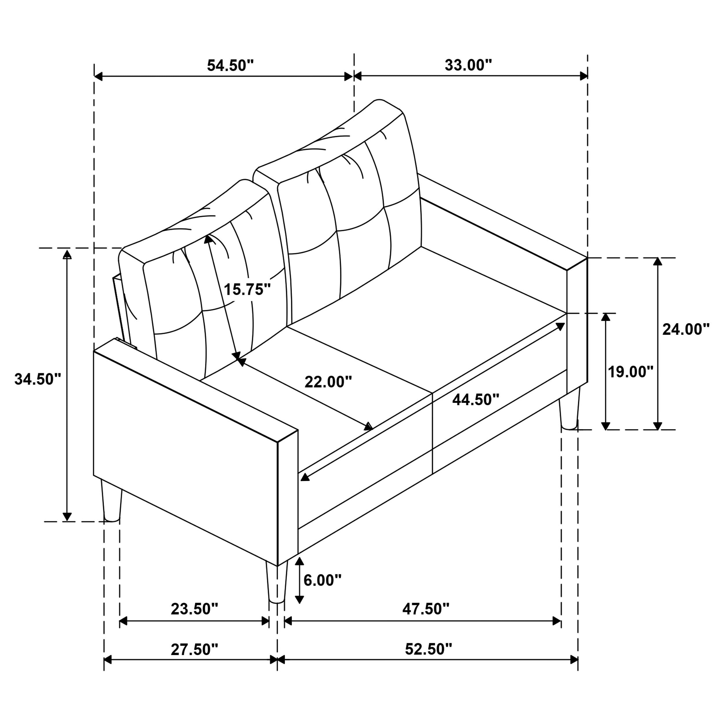  Coaster Furniture Bowen II 509982 Fabric Upholstered Track Arm Loveseat - Steel Grey IMAGE 11