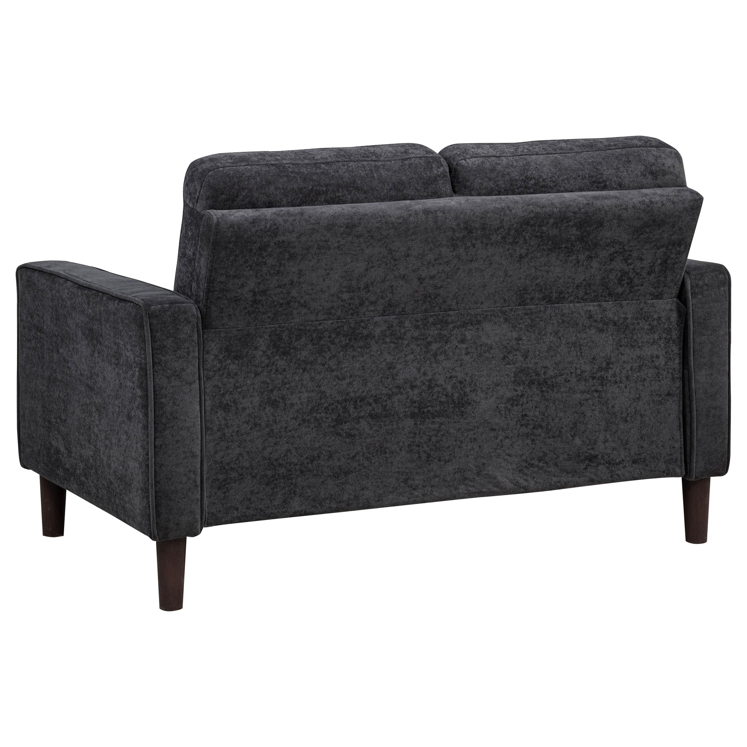  Coaster Furniture Bowen II 509982 Fabric Upholstered Track Arm Loveseat - Steel Grey IMAGE 3