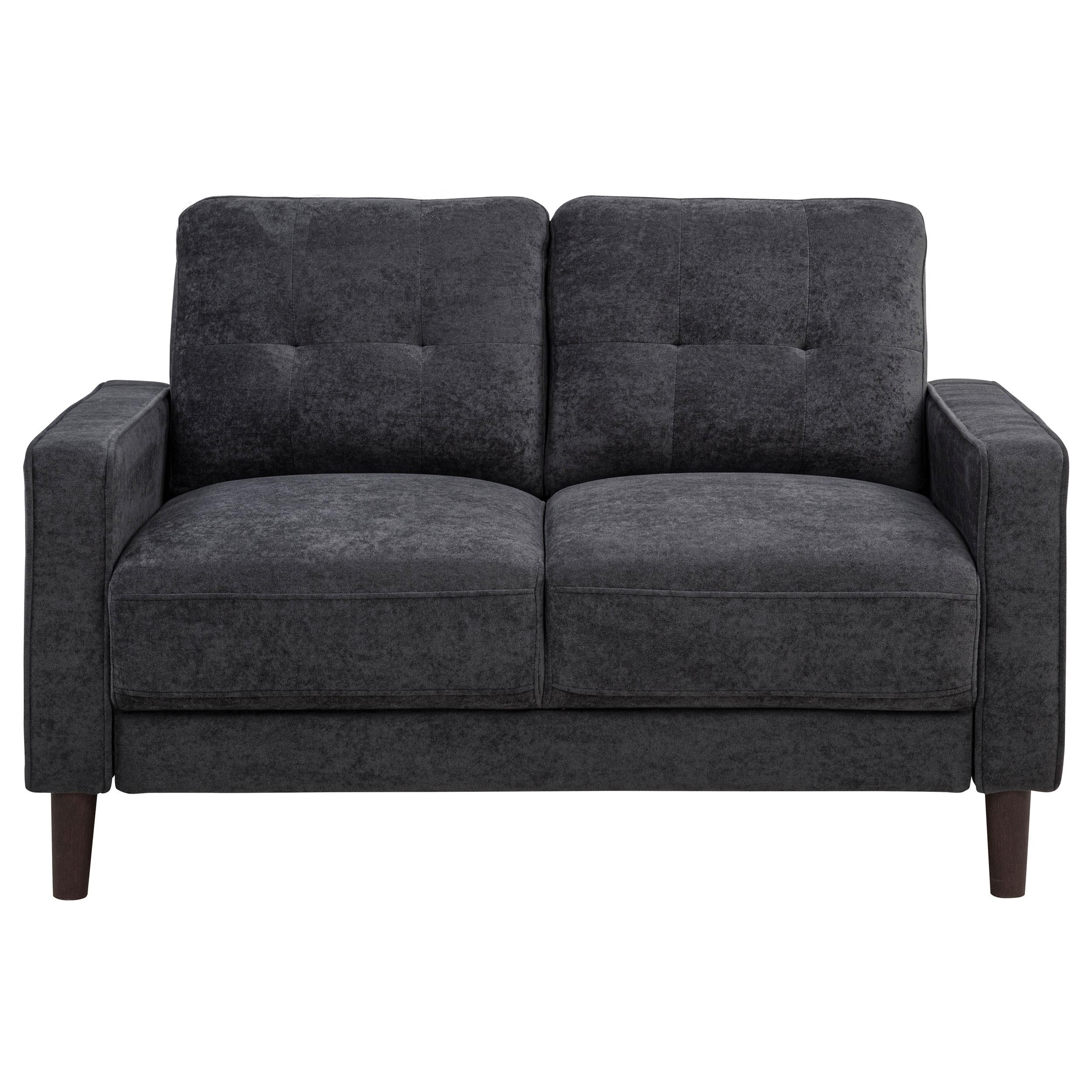  Coaster Furniture Bowen II 509982 Fabric Upholstered Track Arm Loveseat - Steel Grey IMAGE 5