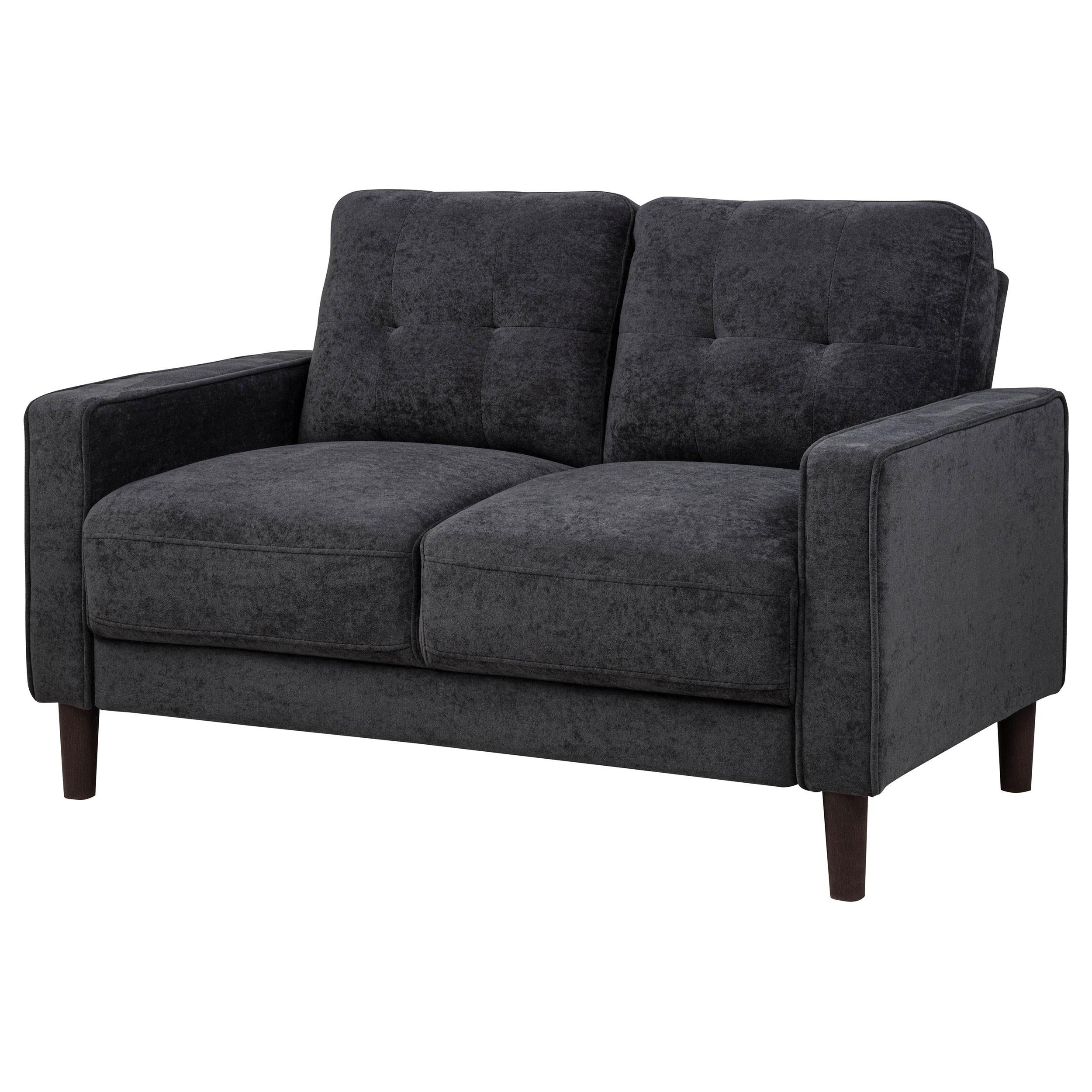  Coaster Furniture Bowen II 509982 Fabric Upholstered Track Arm Loveseat - Steel Grey IMAGE 7