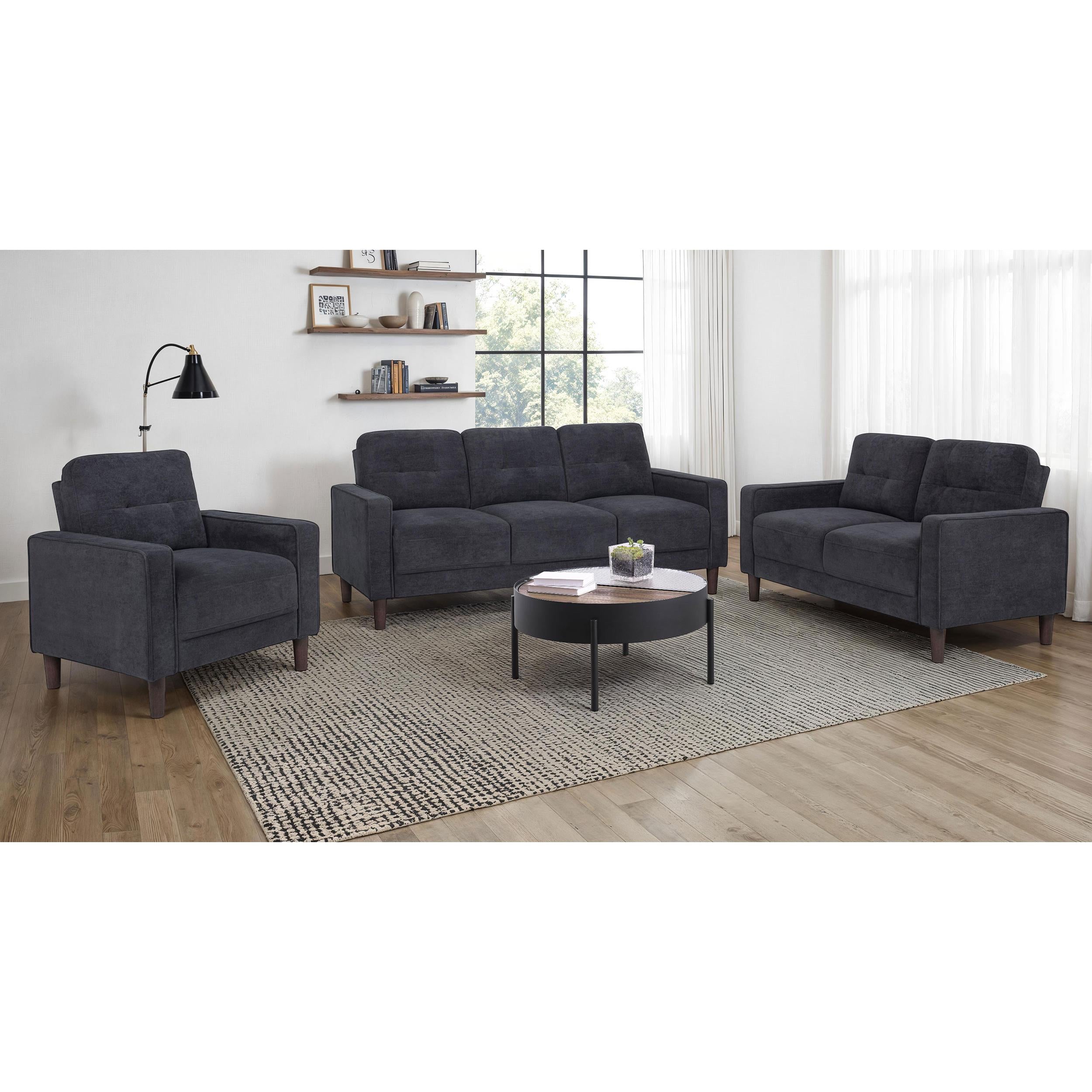  Coaster Furniture Bowen II 509982 Fabric Upholstered Track Arm Loveseat - Steel Grey IMAGE 9