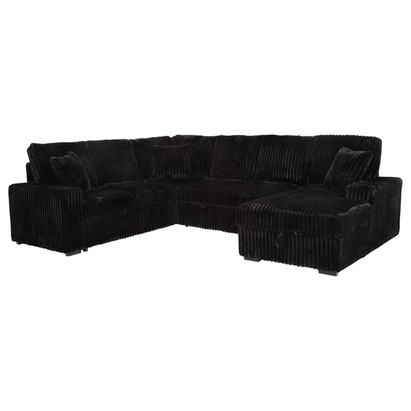 Coaster Furniture Devonshire 511049 Sleeper Sectional Sofa Storage Chaise - Black