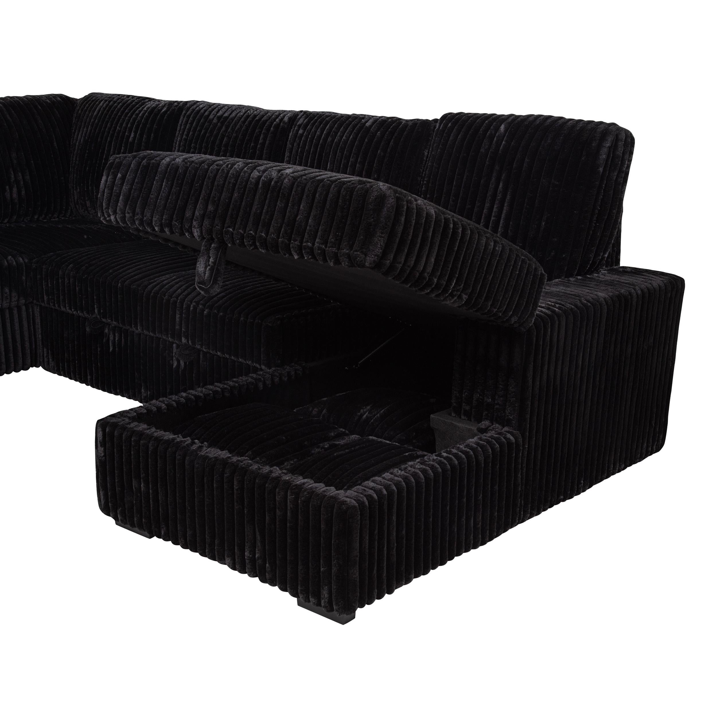  Coaster Furniture Devonshire 511049 Sleeper Sectional Sofa Storage Chaise - Black IMAGE 10