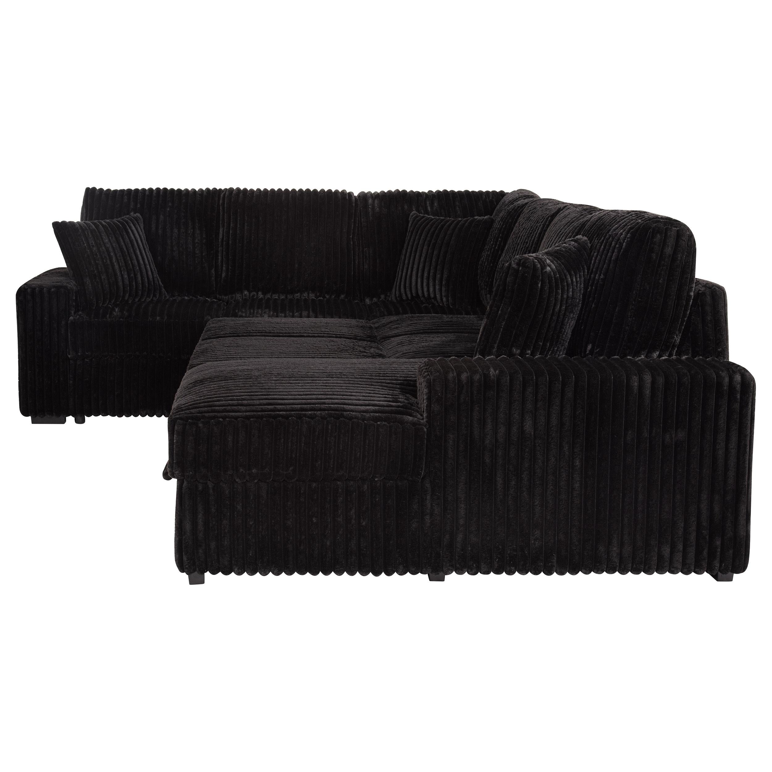  Coaster Furniture Devonshire 511049 Sleeper Sectional Sofa Storage Chaise - Black IMAGE 11