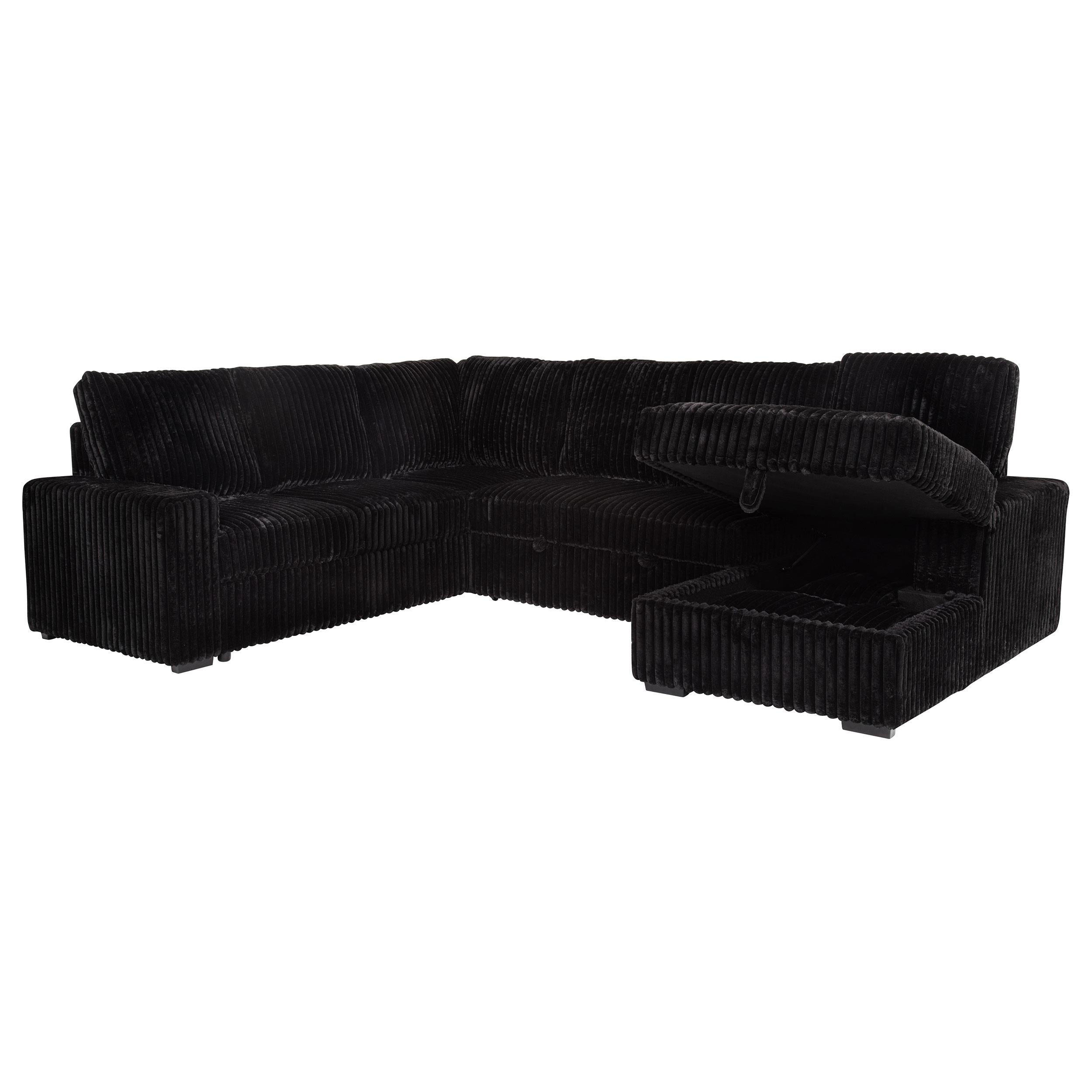  Coaster Furniture Devonshire 511049 Sleeper Sectional Sofa Storage Chaise - Black IMAGE 18