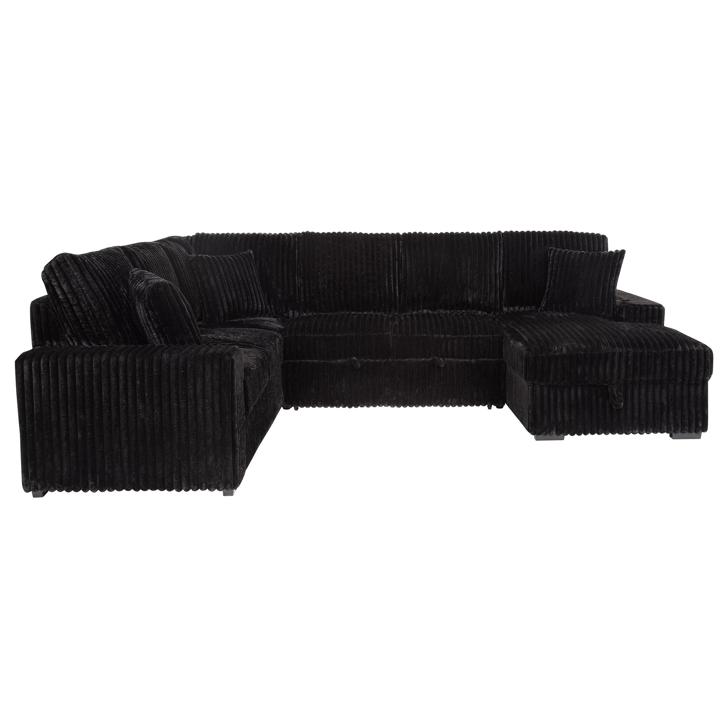  Coaster Furniture Devonshire 511049 Sleeper Sectional Sofa Storage Chaise - Black IMAGE 2