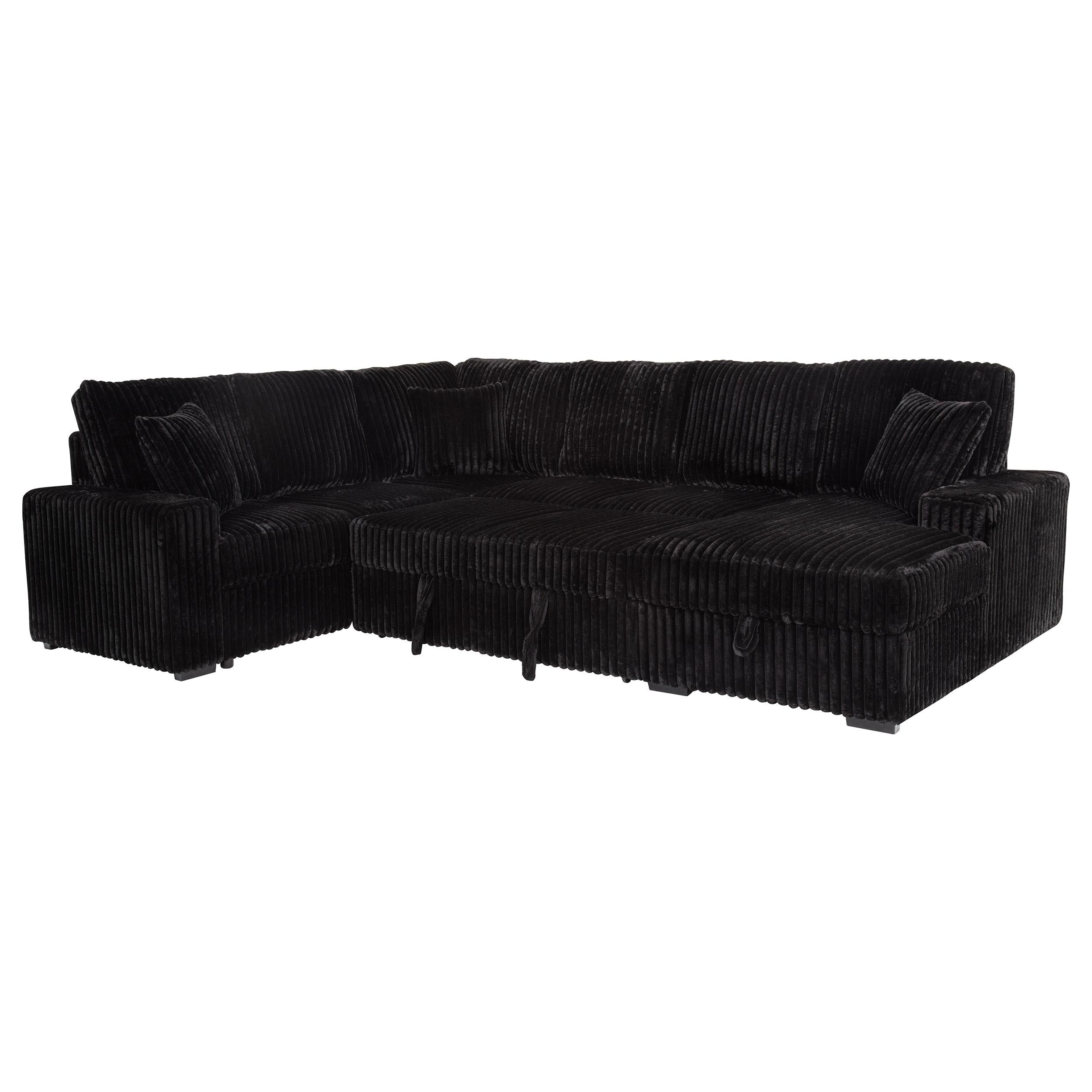  Coaster Furniture Devonshire 511049 Sleeper Sectional Sofa Storage Chaise - Black IMAGE 3