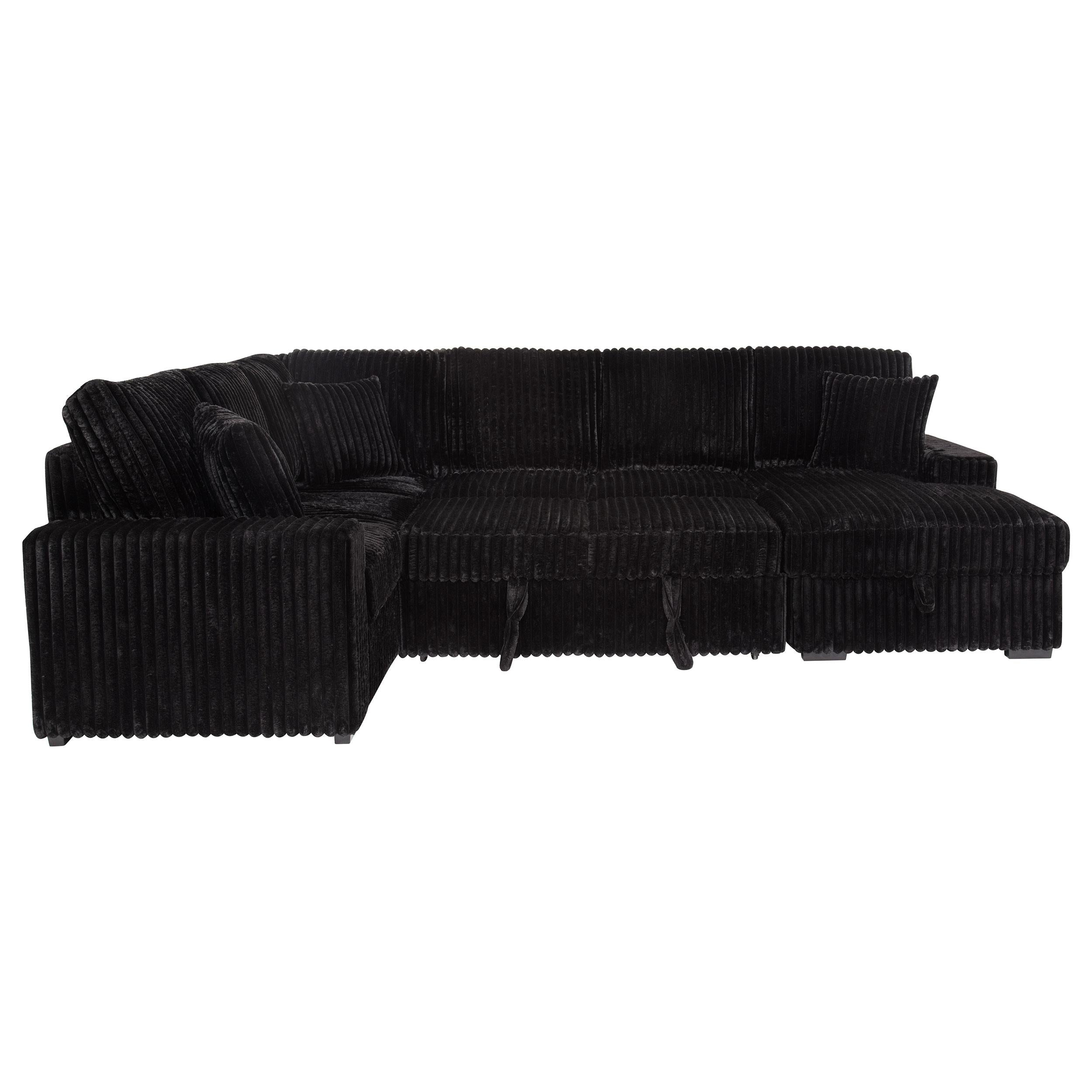  Coaster Furniture Devonshire 511049 Sleeper Sectional Sofa Storage Chaise - Black IMAGE 4