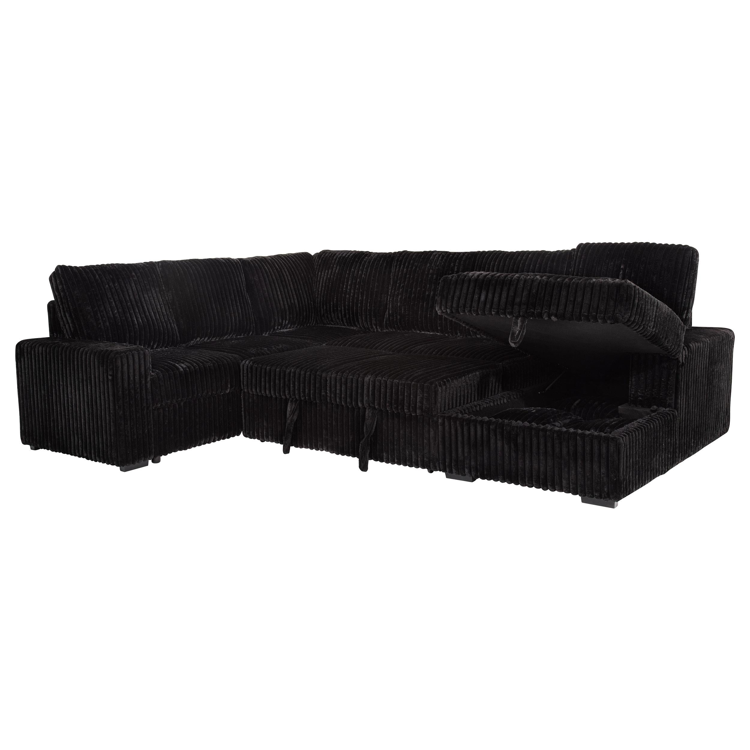  Coaster Furniture Devonshire 511049 Sleeper Sectional Sofa Storage Chaise - Black IMAGE 5