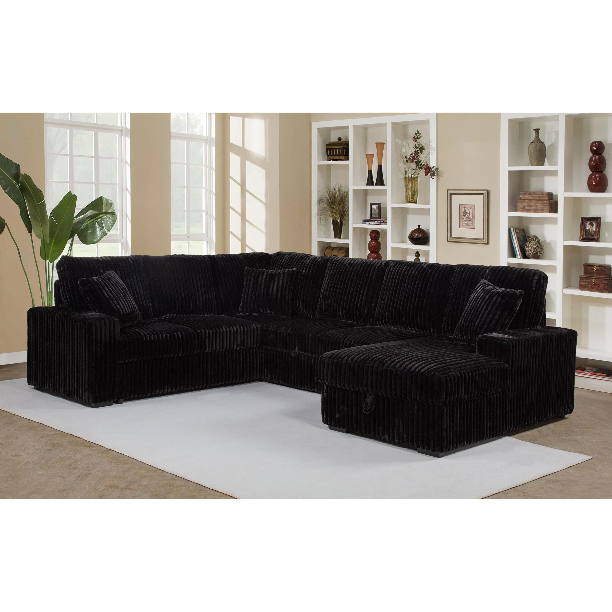  Coaster Furniture Devonshire 511049 Sleeper Sectional Sofa Storage Chaise - Black IMAGE 6
