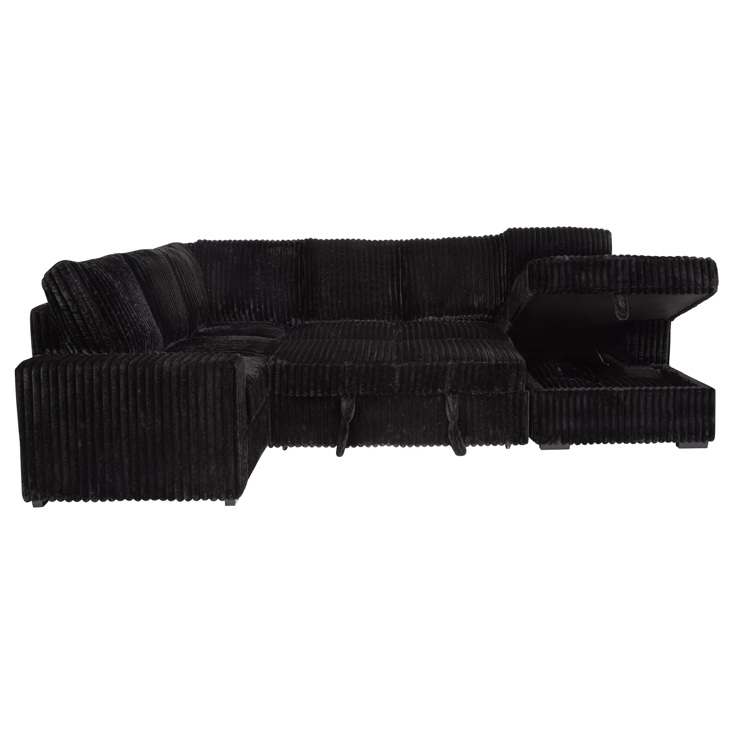 Coaster Furniture Devonshire 511049 Sleeper Sectional Sofa Storage Chaise - Black IMAGE 7