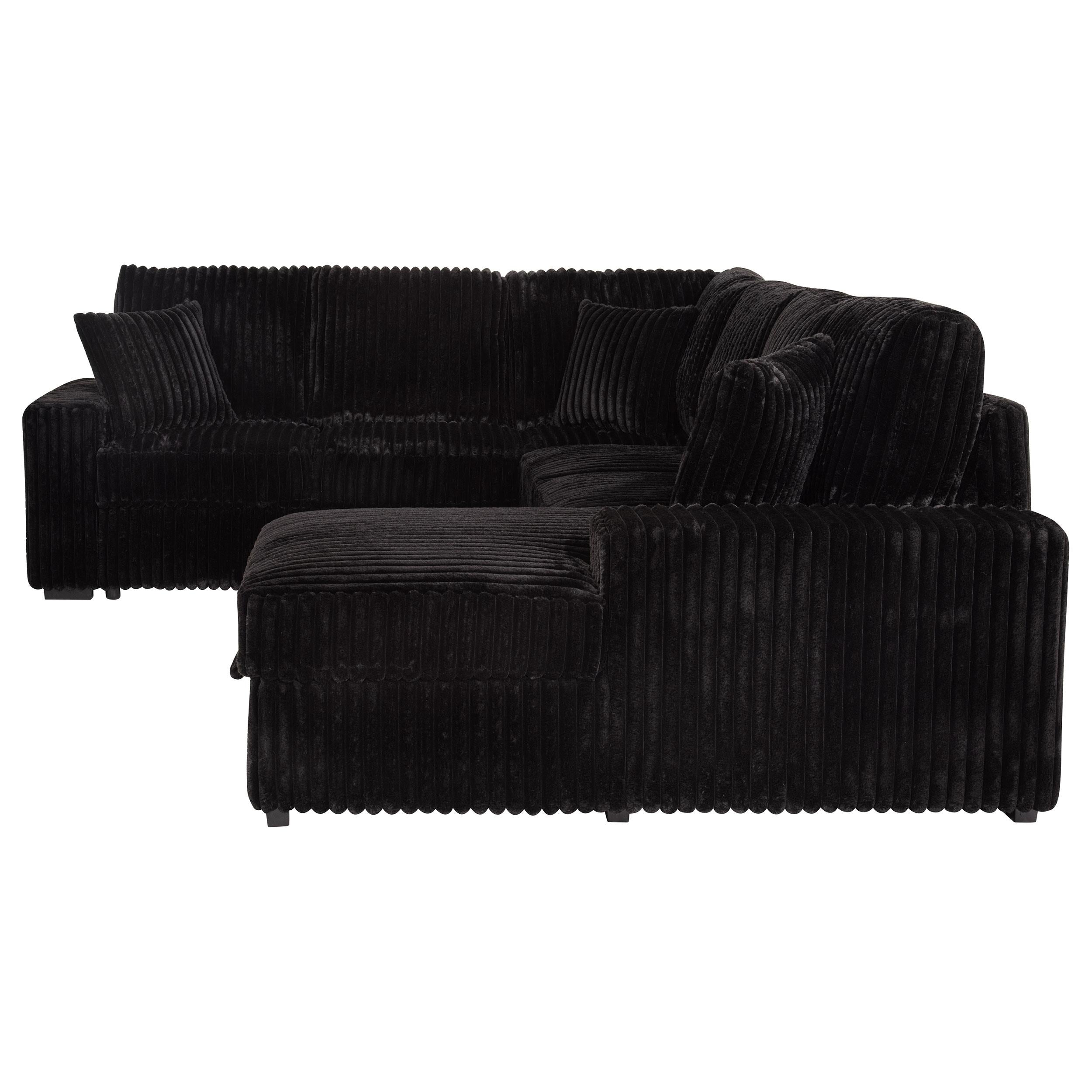  Coaster Furniture Devonshire 511049 Sleeper Sectional Sofa Storage Chaise - Black IMAGE 8